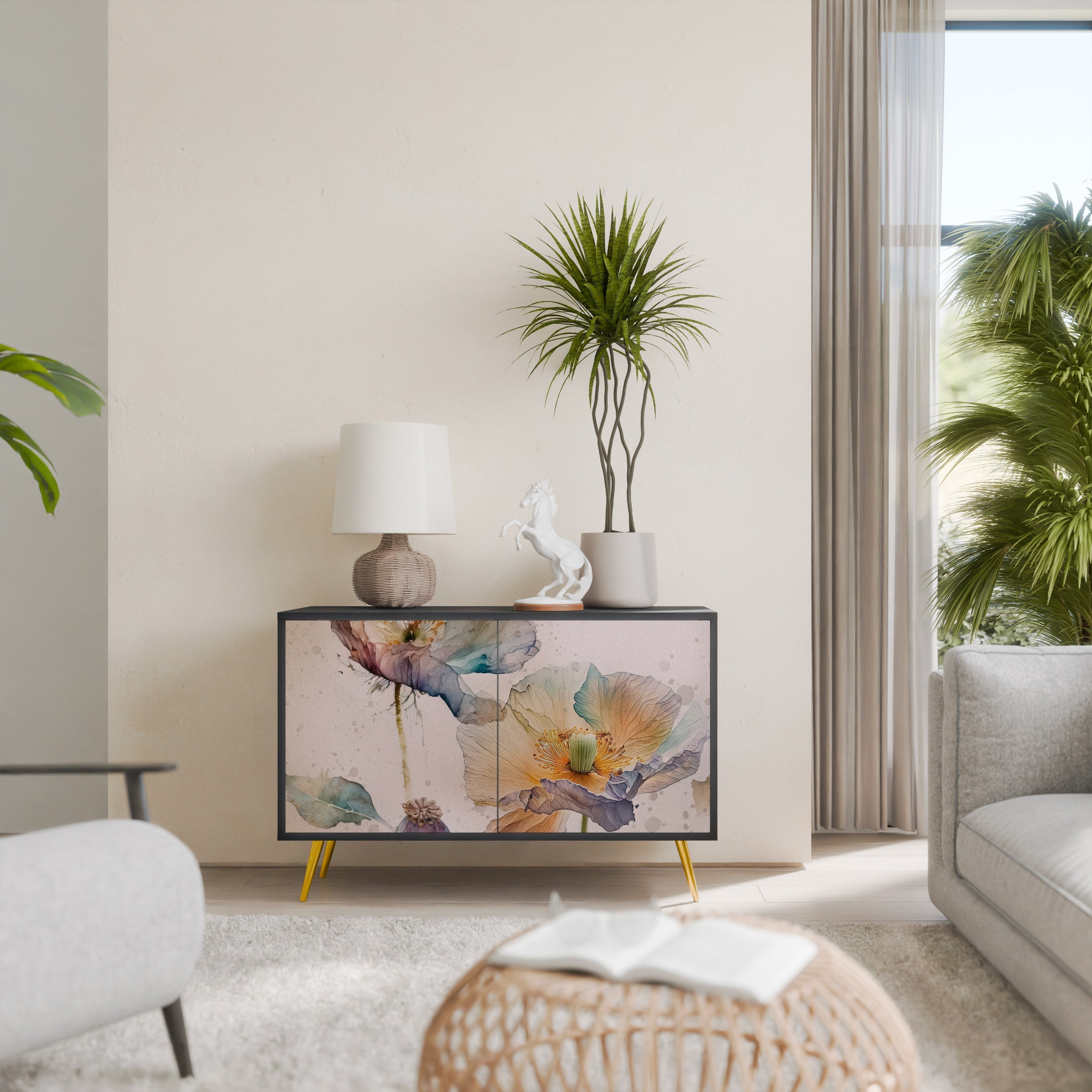 Buffet 2 portes SOFTEN POPPY finition noire