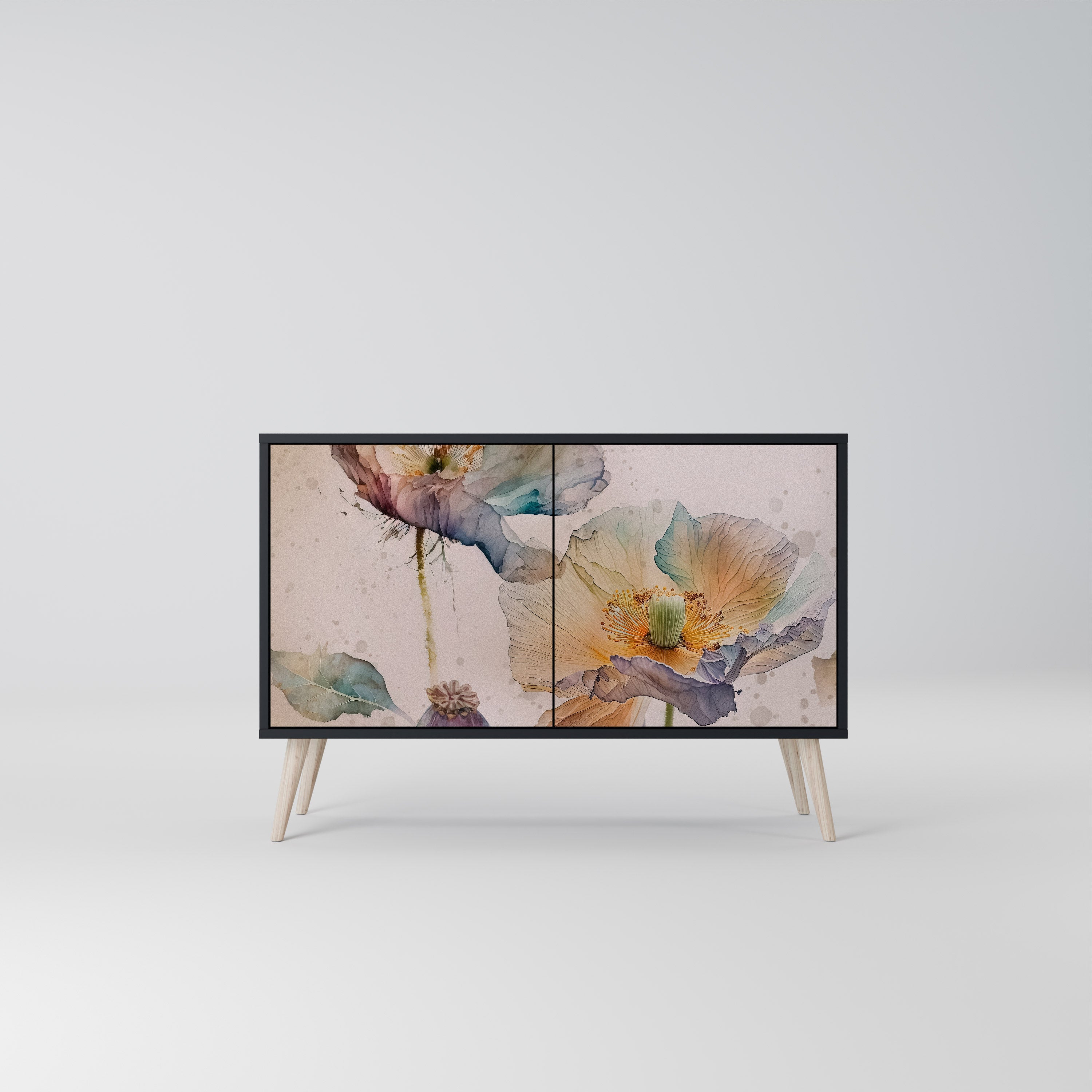 Buffet 2 portes SOFTEN POPPY finition noire