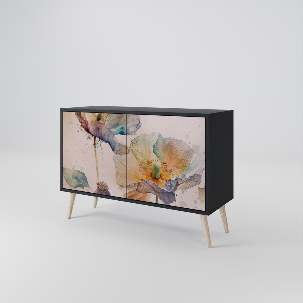 Buffet 2 portes SOFTEN POPPY finition noire