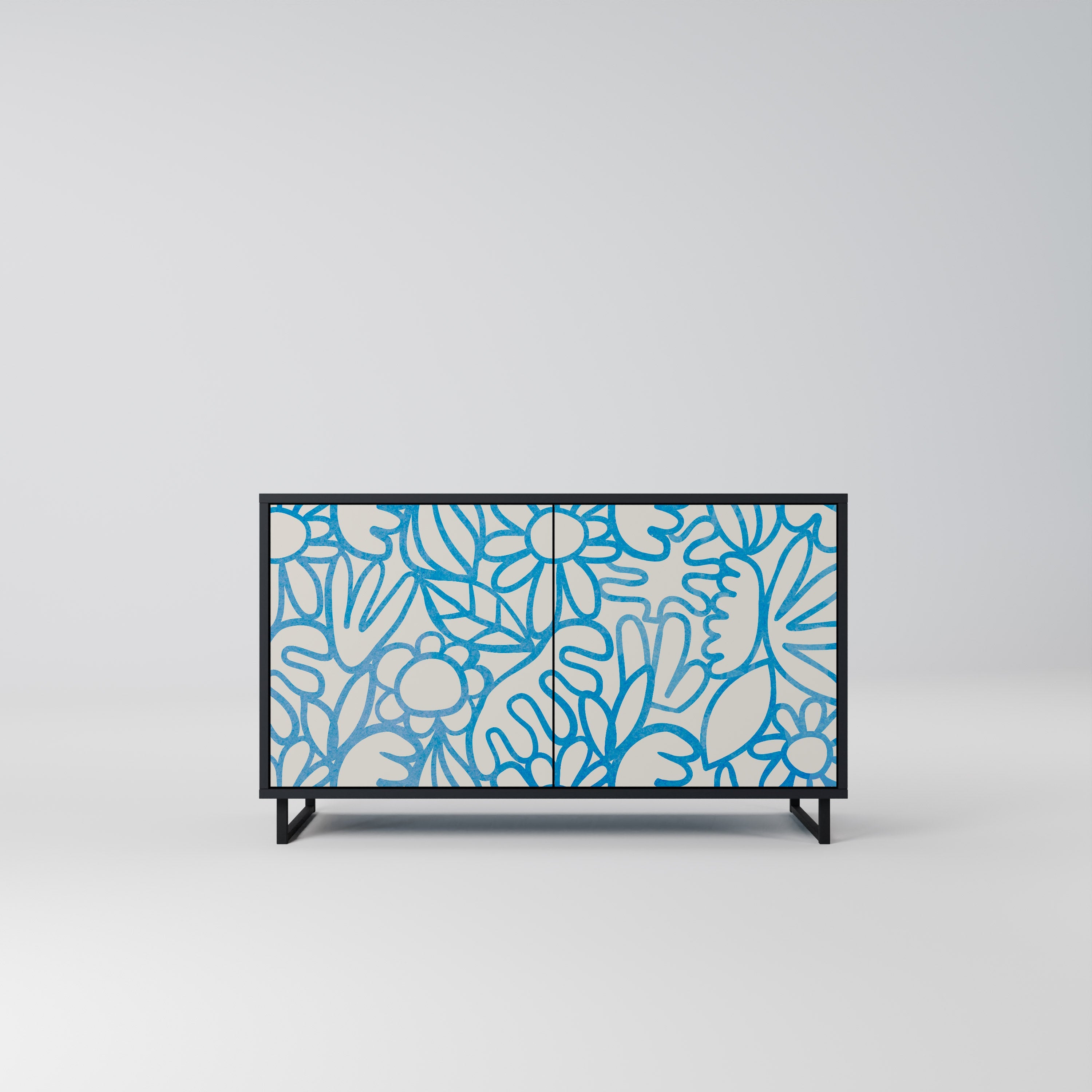 Buffet 2 portes BLOOMY MORNING en finition noire