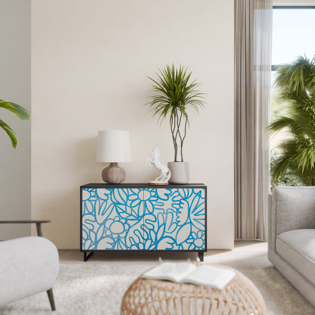 Buffet 2 portes BLOOMY MORNING en finition noire