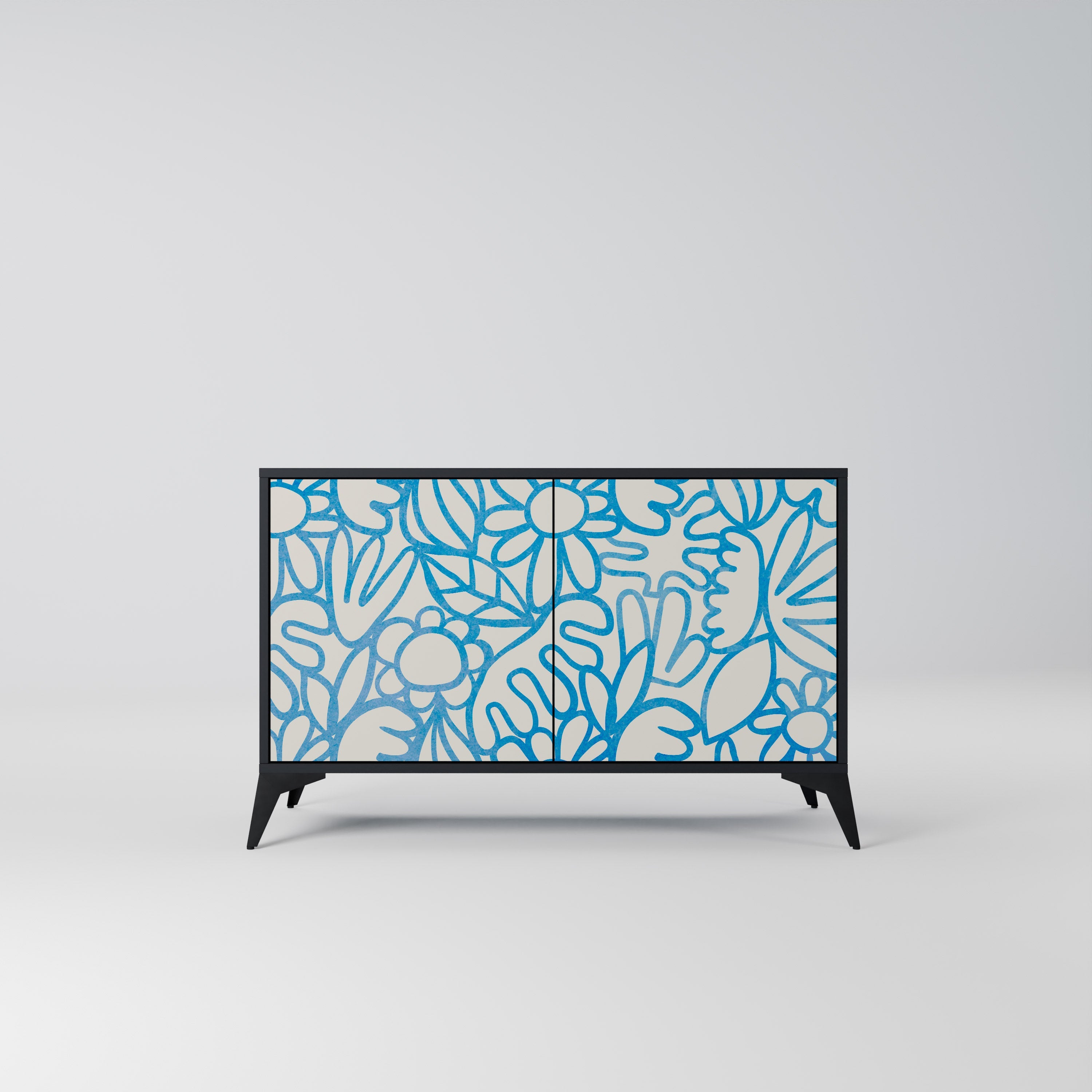 Buffet 2 portes BLOOMY MORNING en finition noire