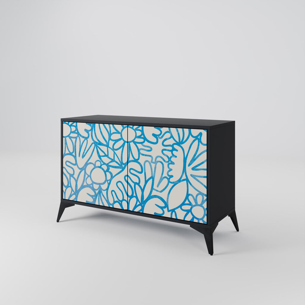 Buffet 2 portes BLOOMY MORNING en finition noire