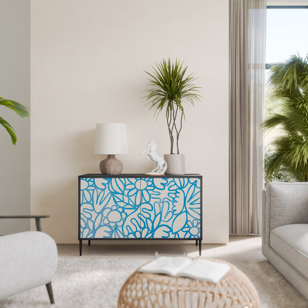 Buffet 2 portes BLOOMY MORNING en finition noire