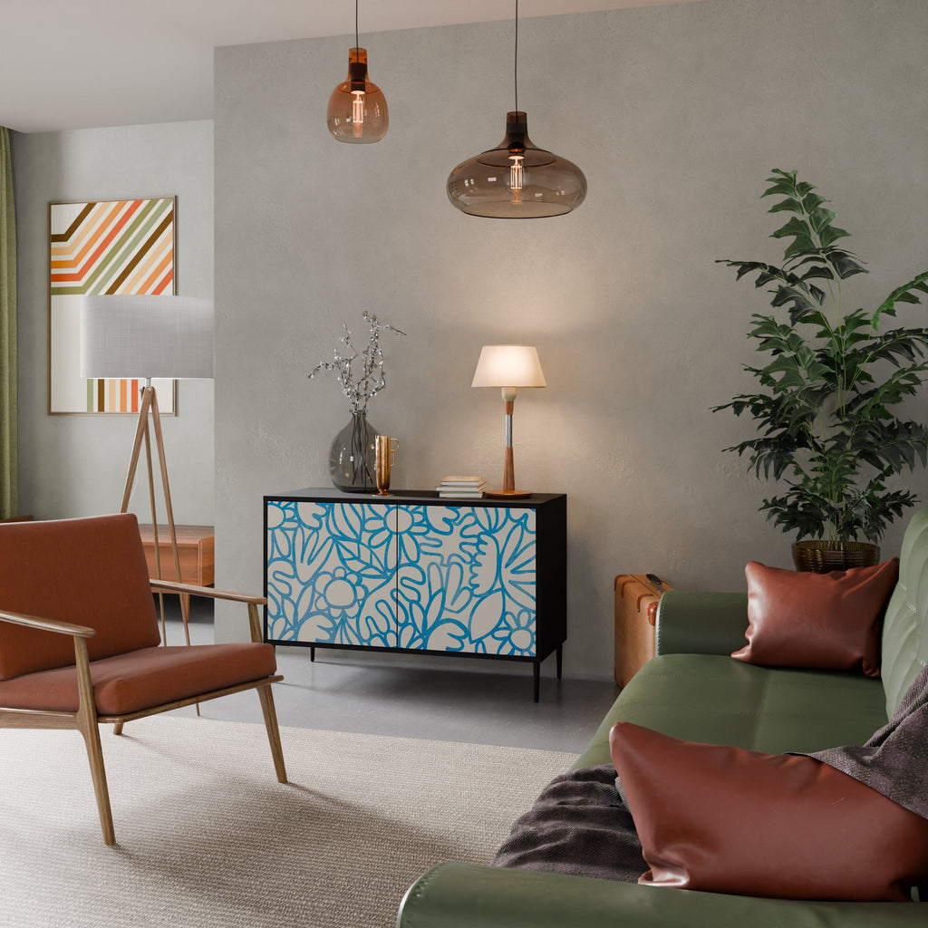 Buffet 2 portes BLOOMY MORNING en finition noire