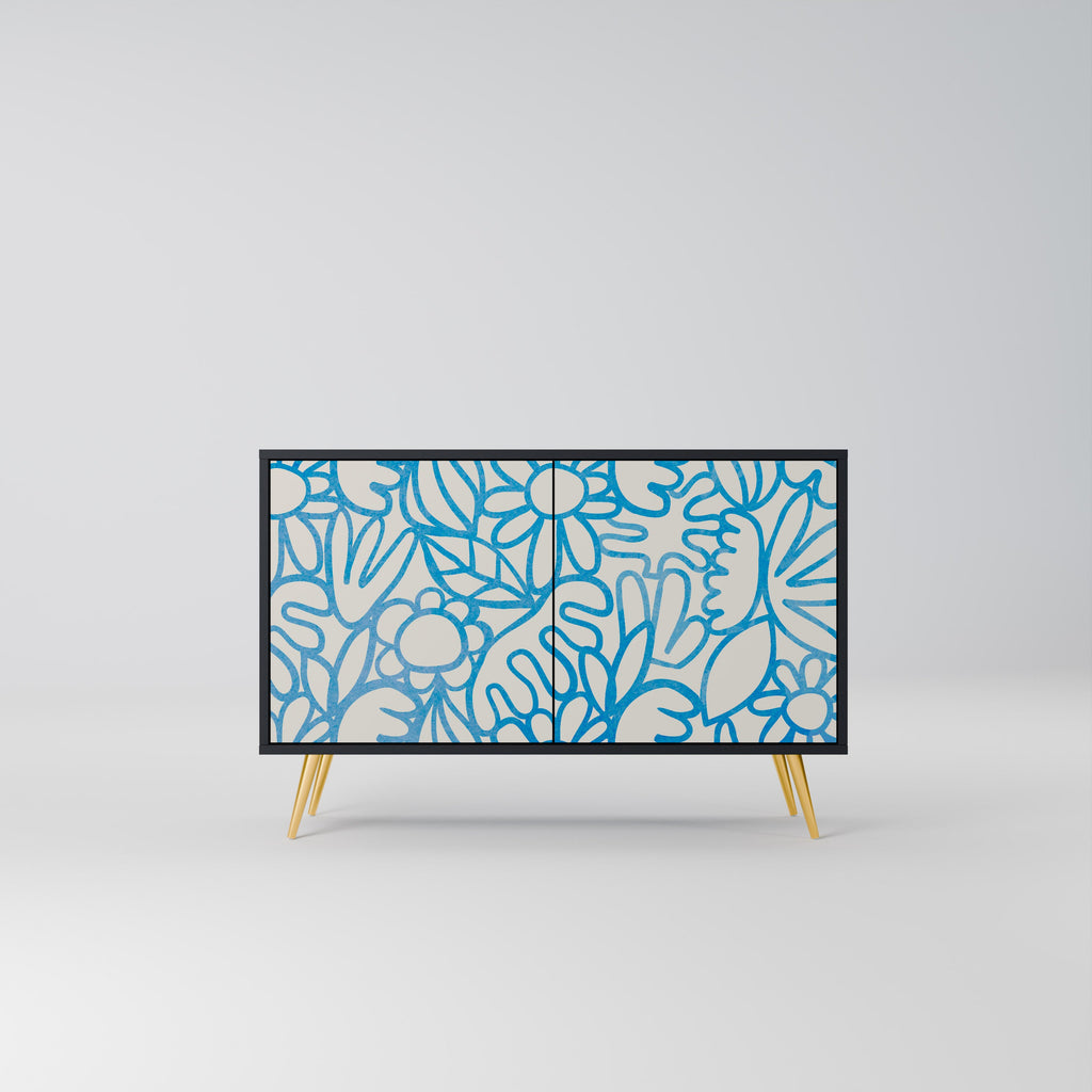 Buffet 2 portes BLOOMY MORNING en finition noire