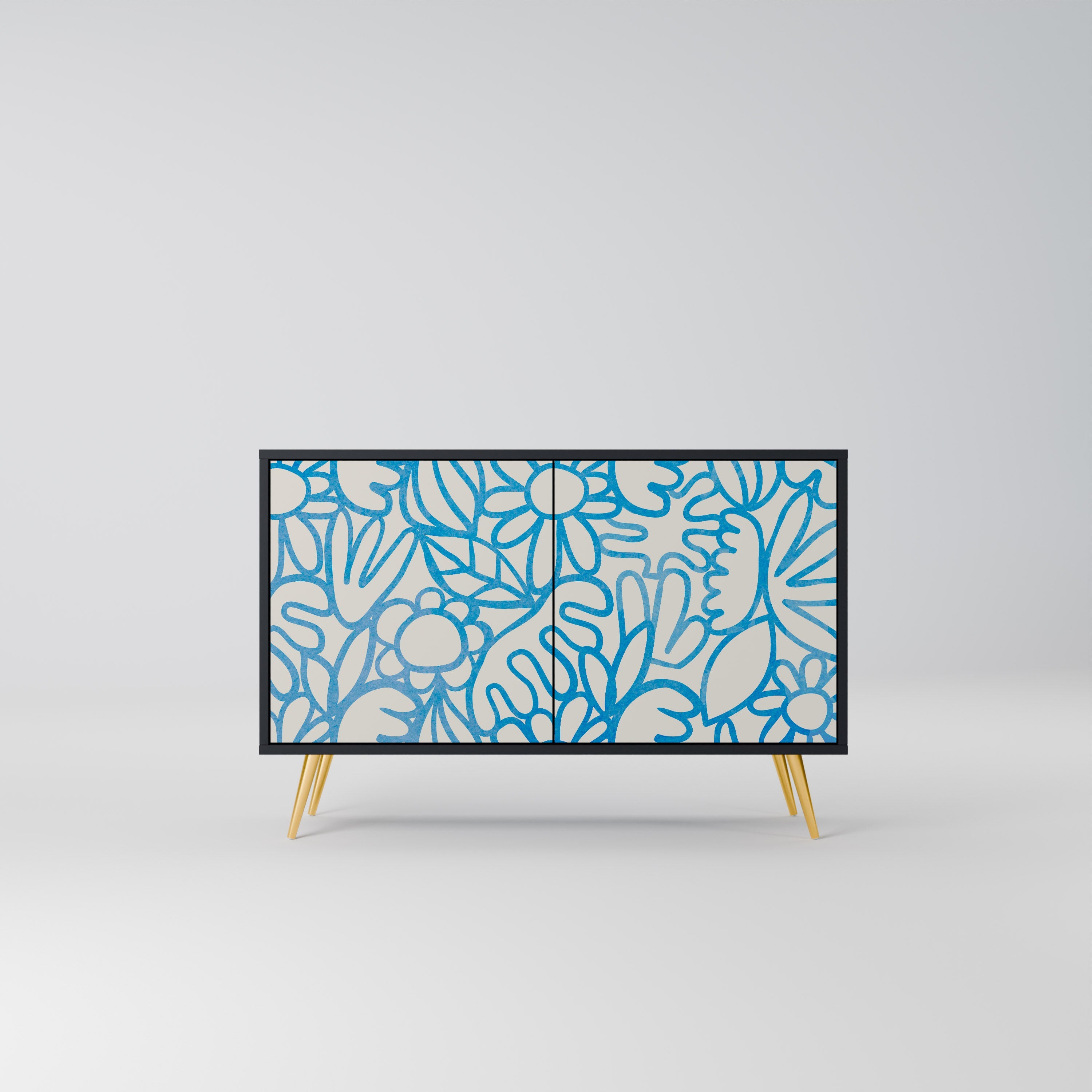 Buffet 2 portes BLOOMY MORNING en finition noire