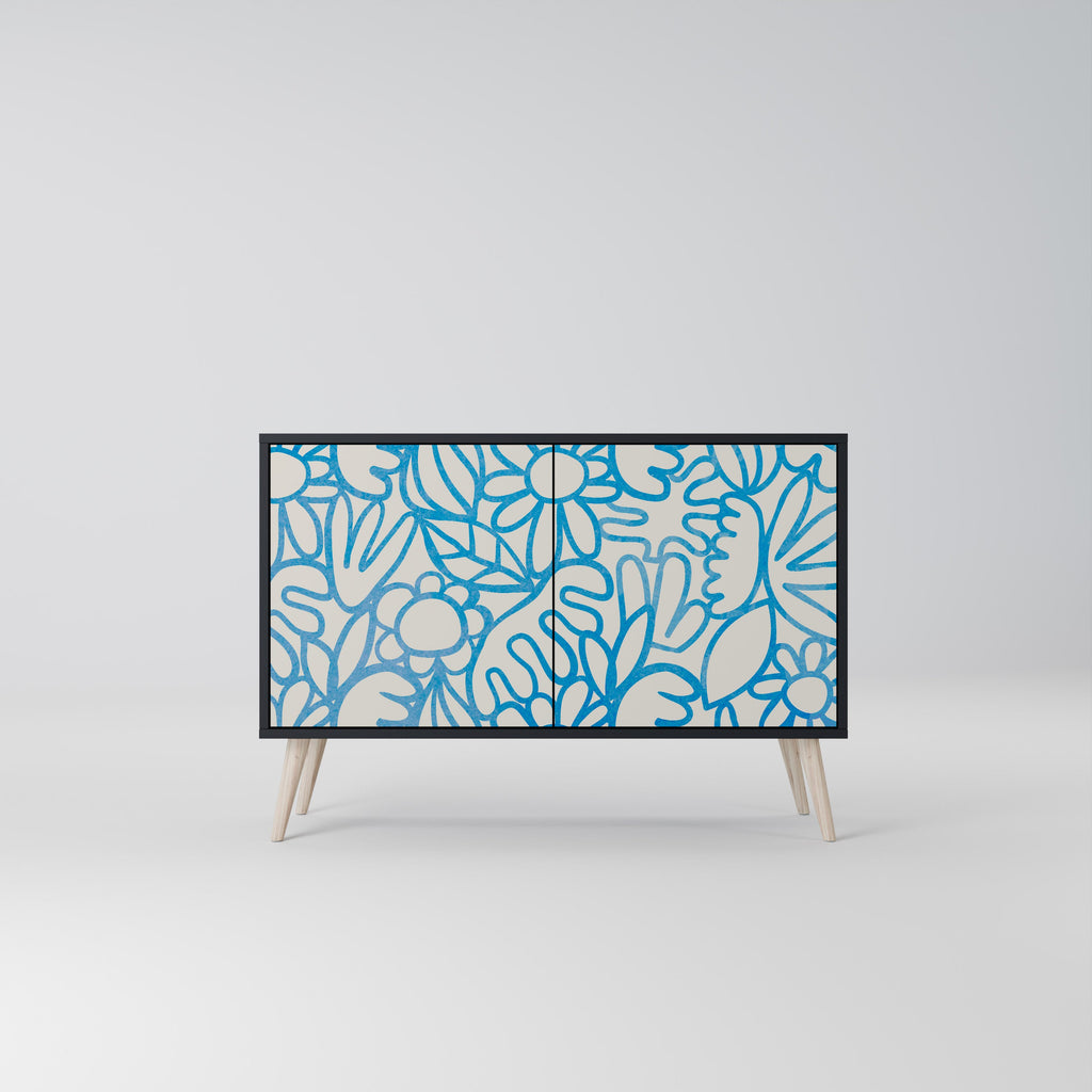 Buffet 2 portes BLOOMY MORNING en finition noire