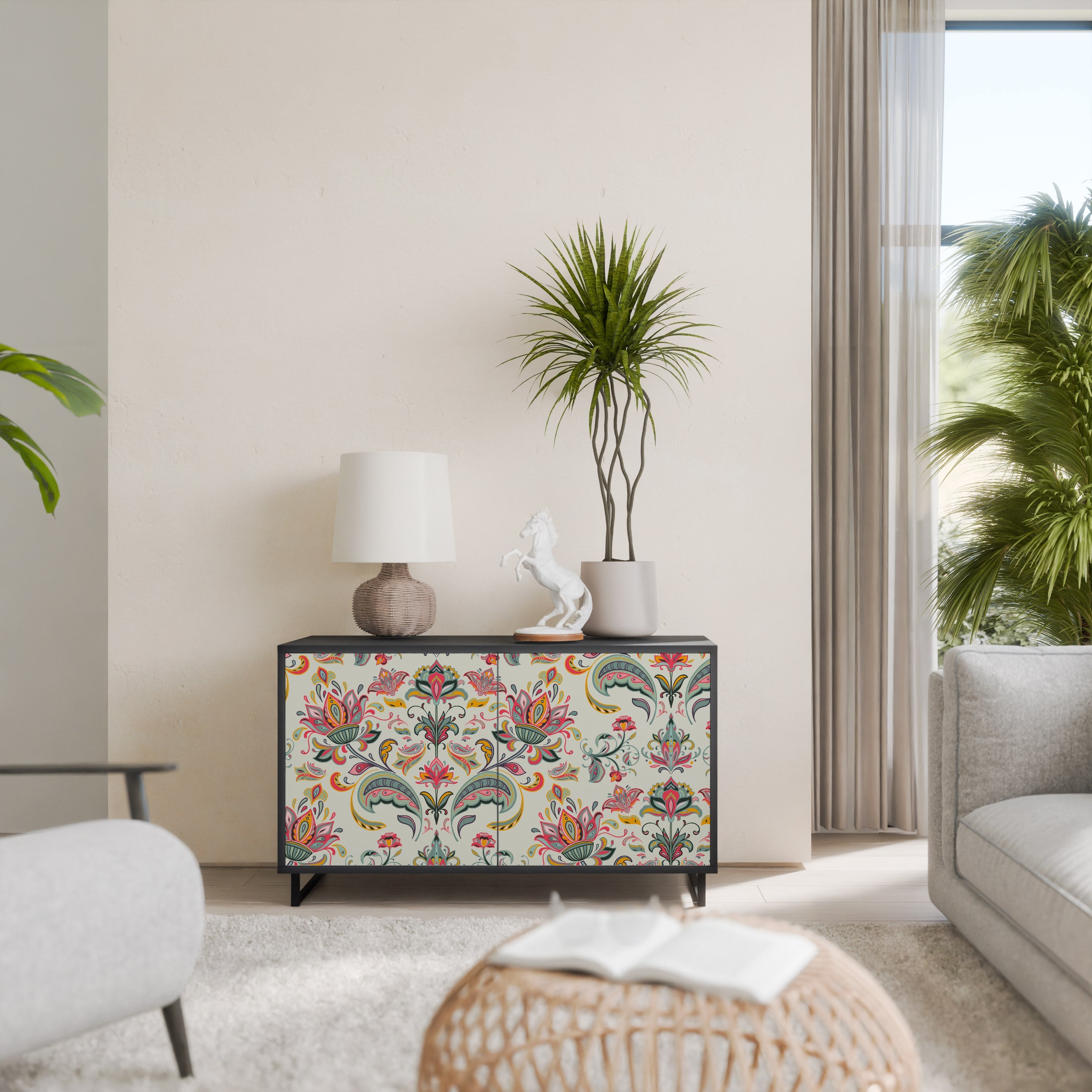 Buffet 2 portes ORGANIC FOLKLORE finition noire