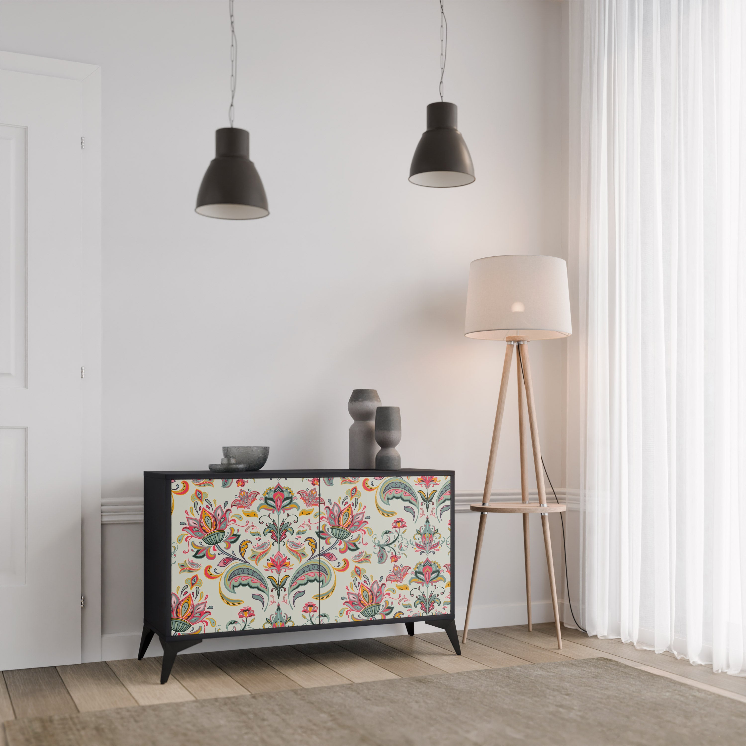 Buffet 2 portes ORGANIC FOLKLORE finition noire