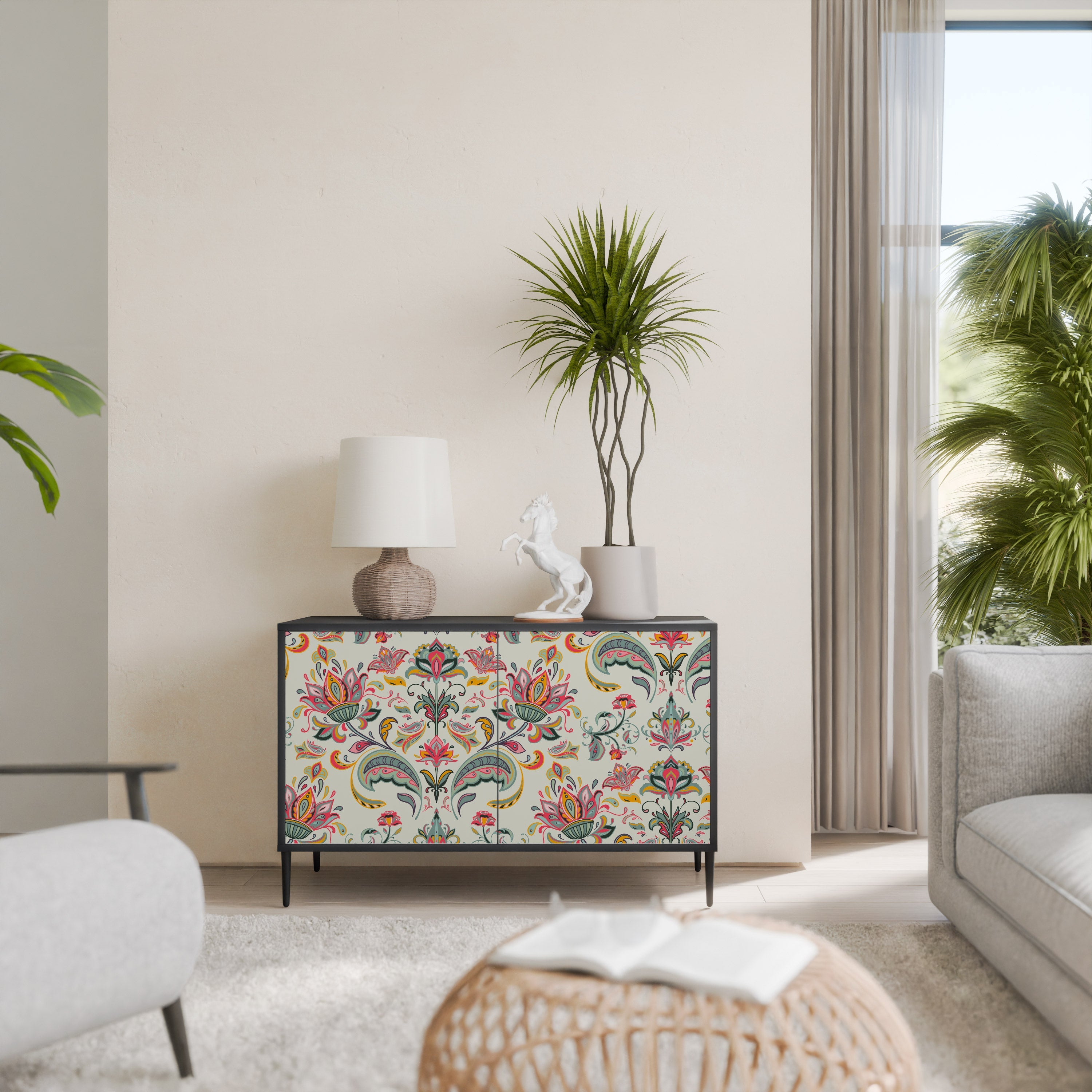 Buffet 2 portes ORGANIC FOLKLORE finition noire