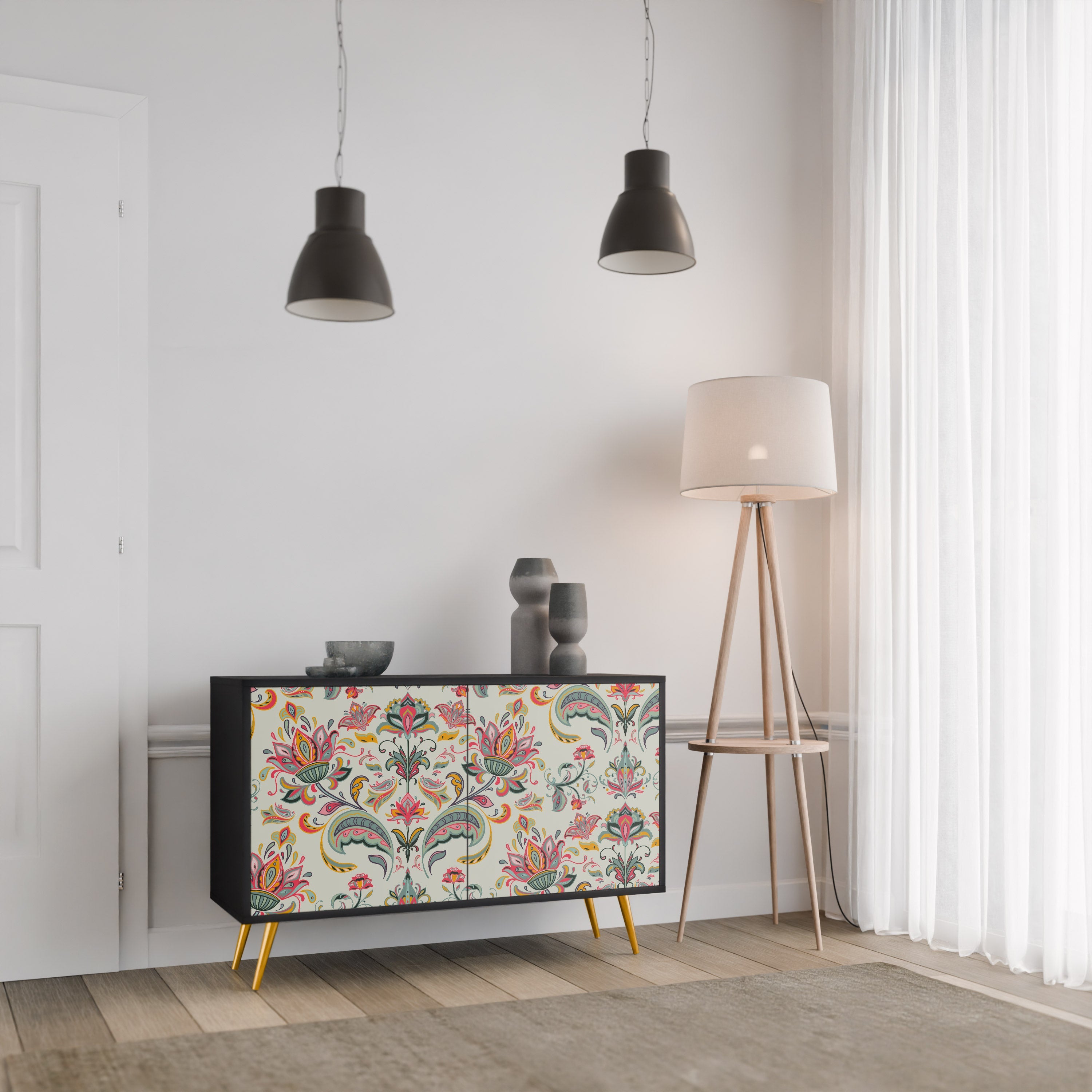 Buffet 2 portes ORGANIC FOLKLORE finition noire