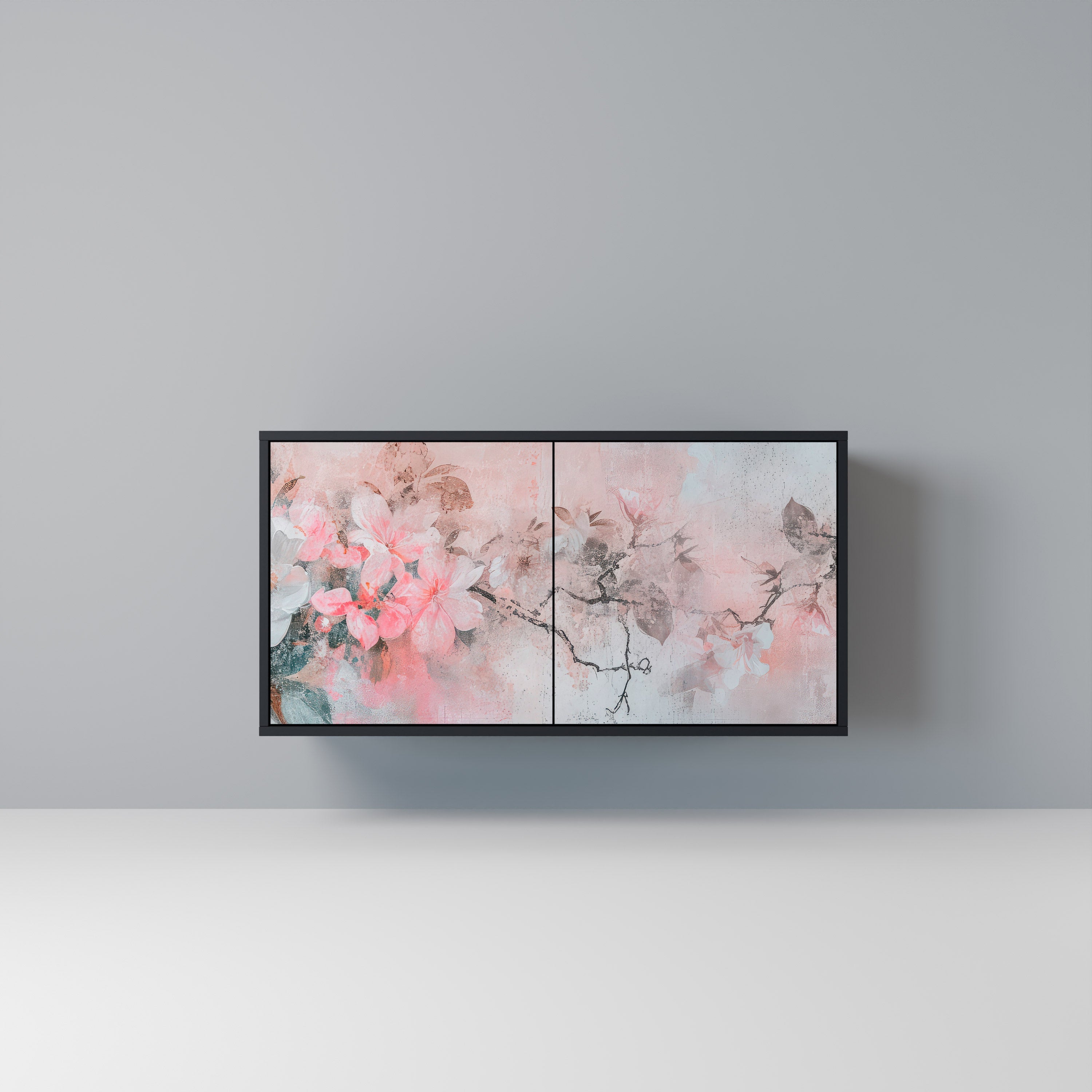 Buffet 2 portes CHERRY BLOSSOM finition noire