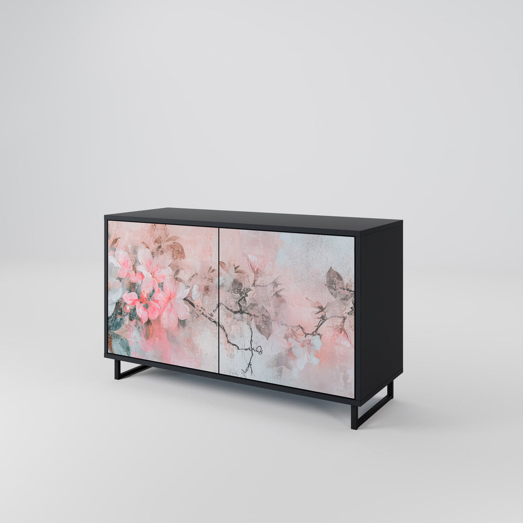 Buffet 2 portes CHERRY BLOSSOM finition noire