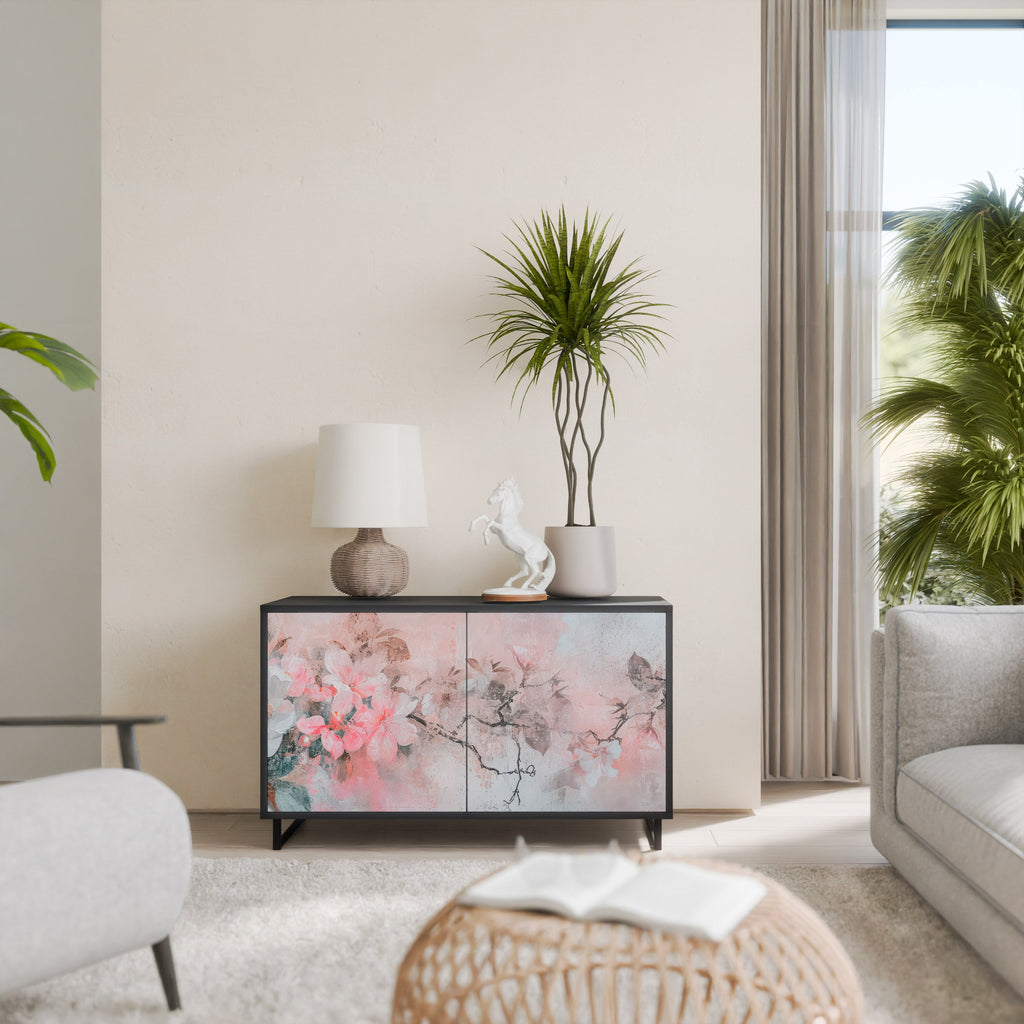 Buffet 2 portes CHERRY BLOSSOM finition noire