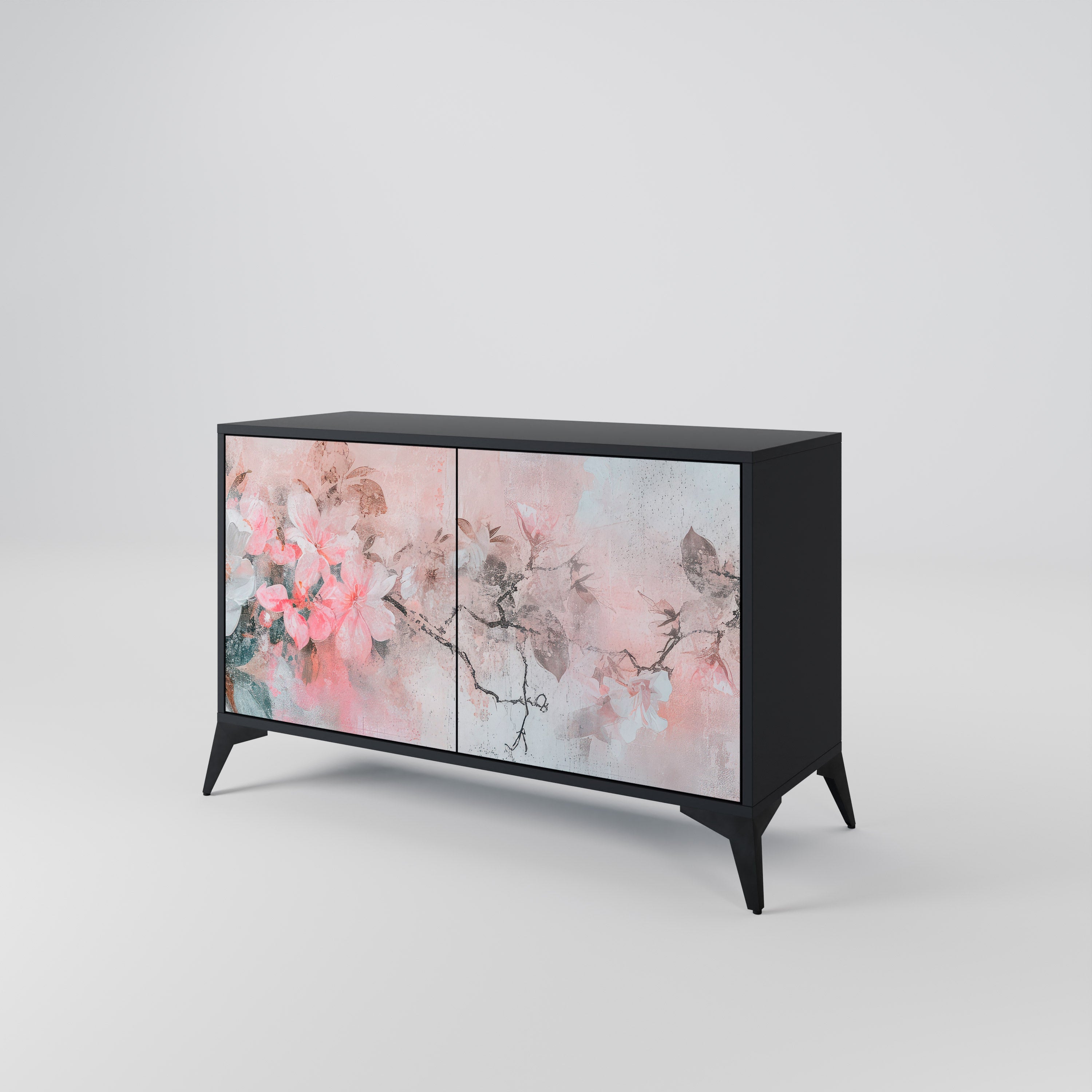 Buffet 2 portes CHERRY BLOSSOM finition noire