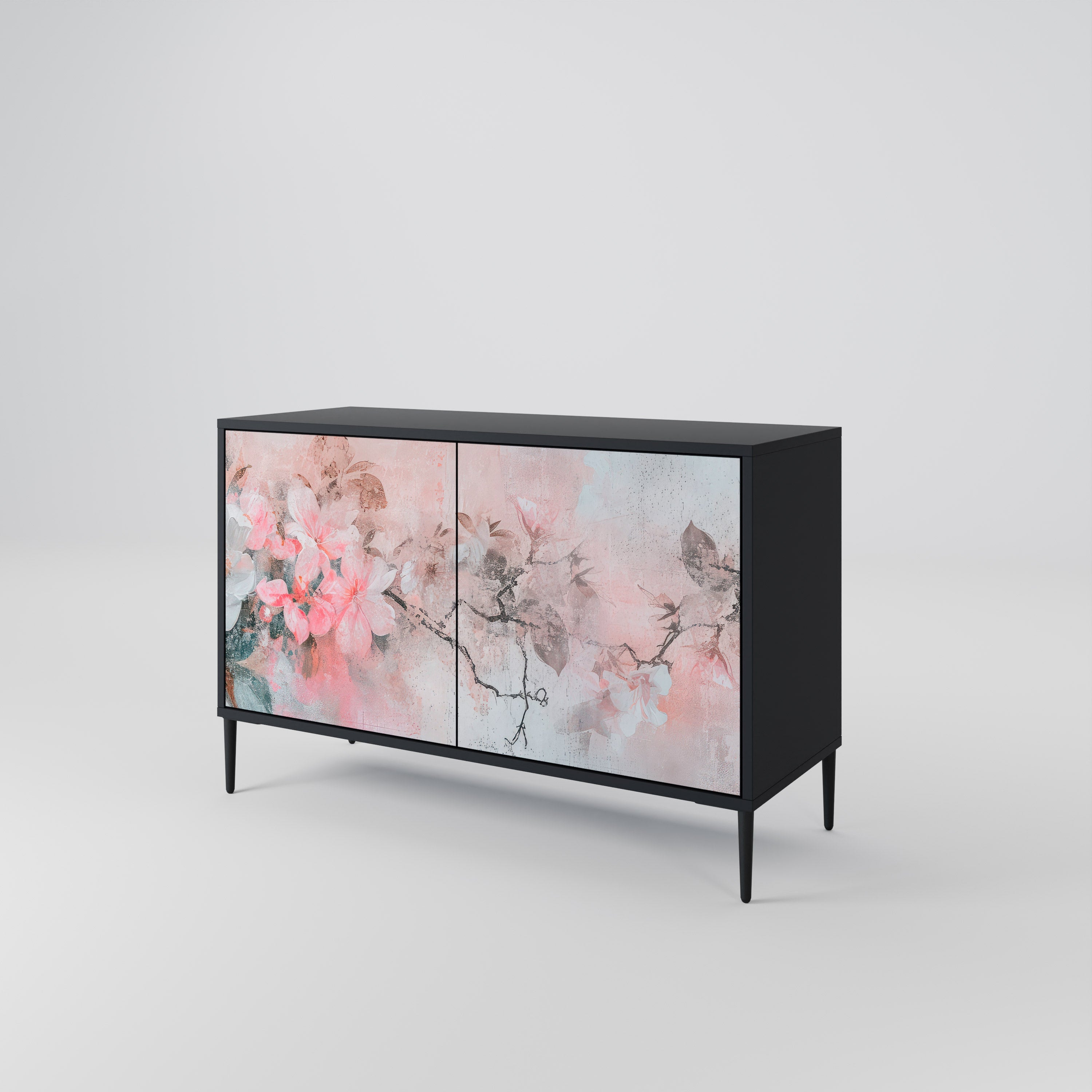 Buffet 2 portes CHERRY BLOSSOM finition noire