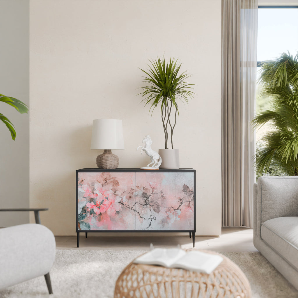 Buffet 2 portes CHERRY BLOSSOM finition noire