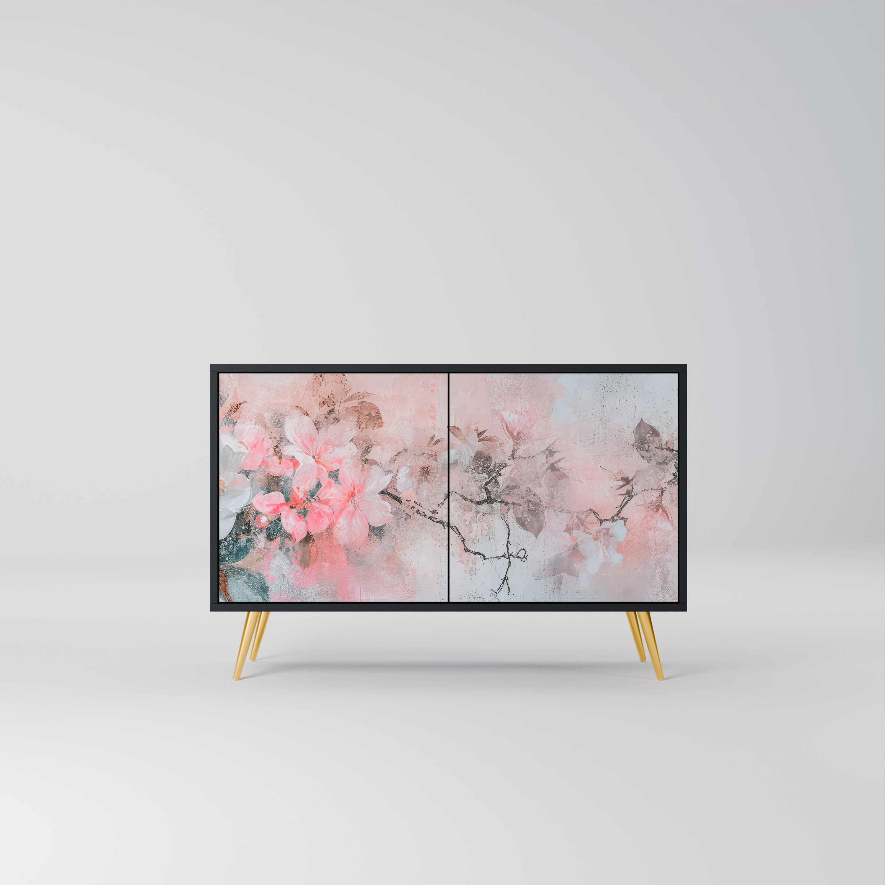 Buffet 2 portes CHERRY BLOSSOM finition noire