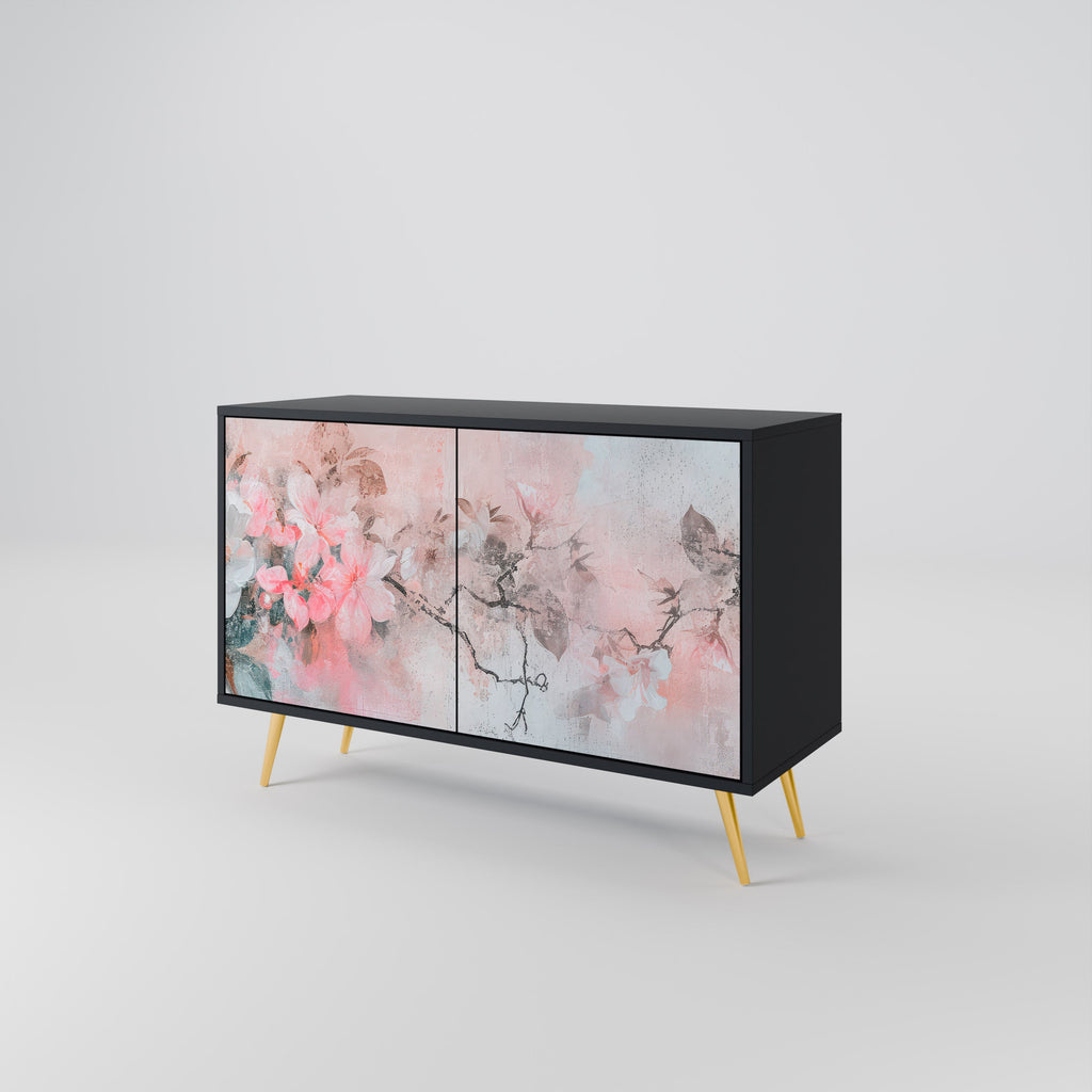 Buffet 2 portes CHERRY BLOSSOM finition noire