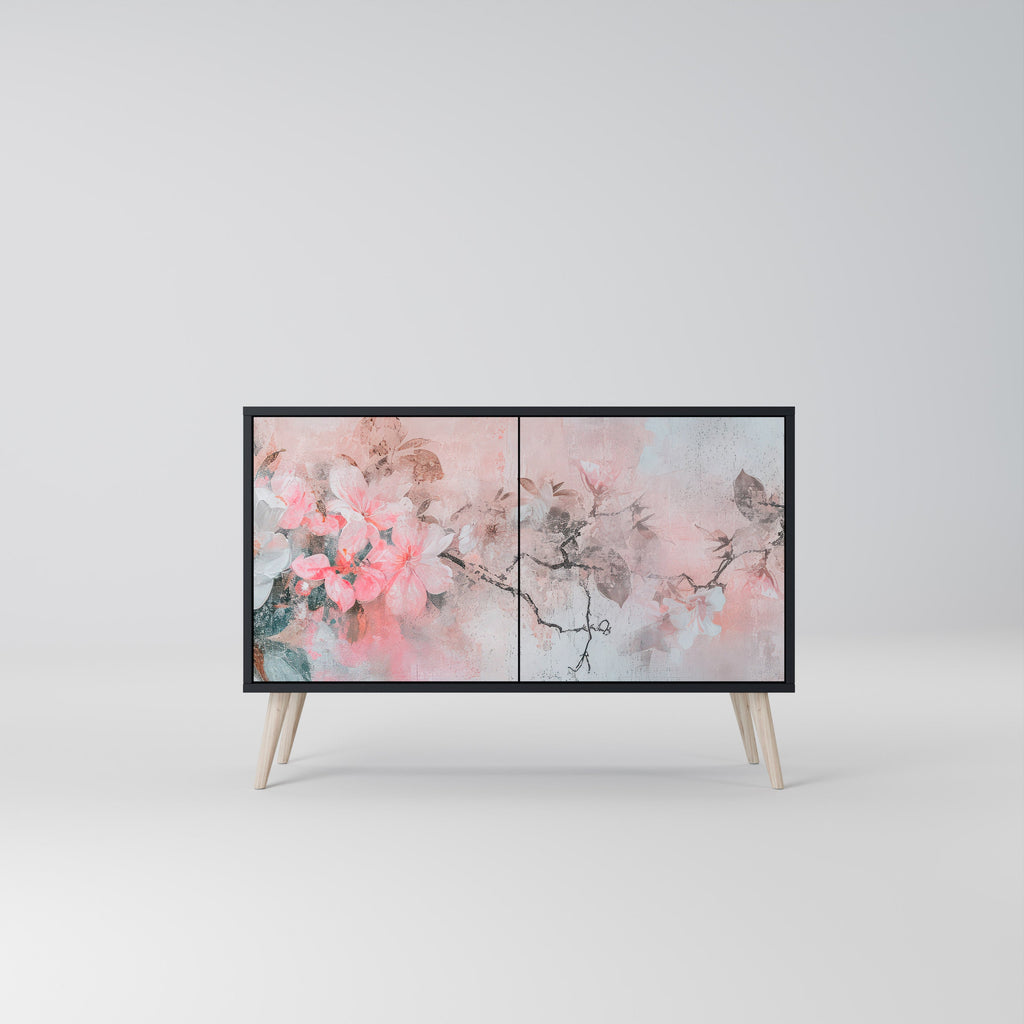 Buffet 2 portes CHERRY BLOSSOM finition noire