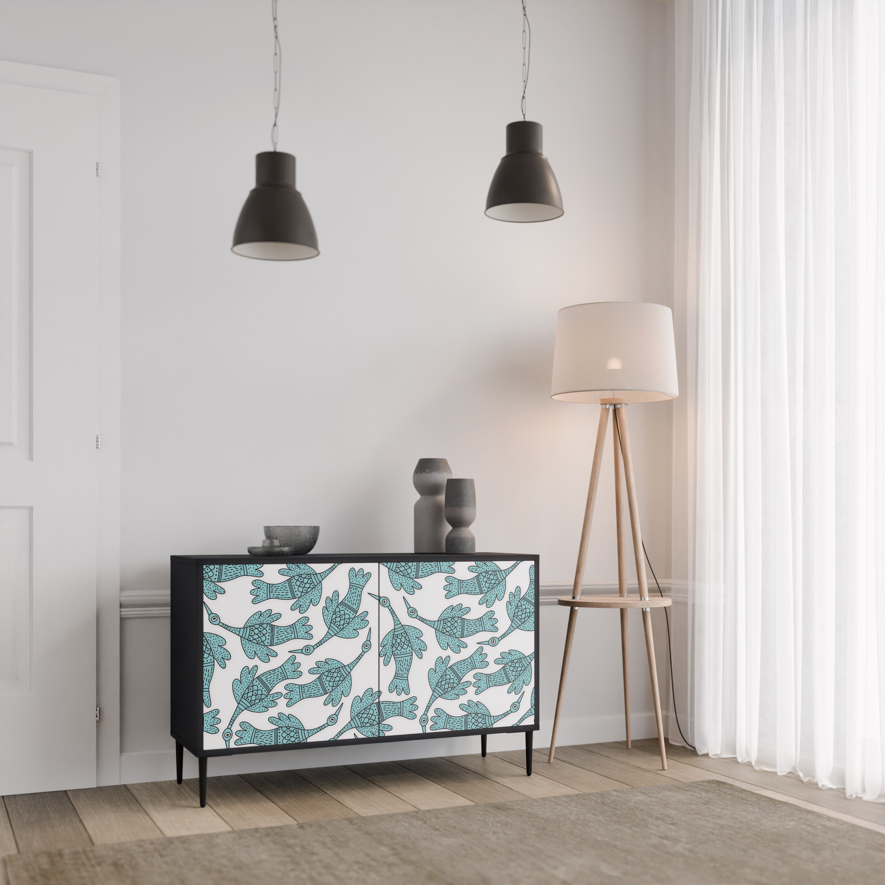 Buffet 2 portes WATERSPOUT SONGIBIRD en finition noire