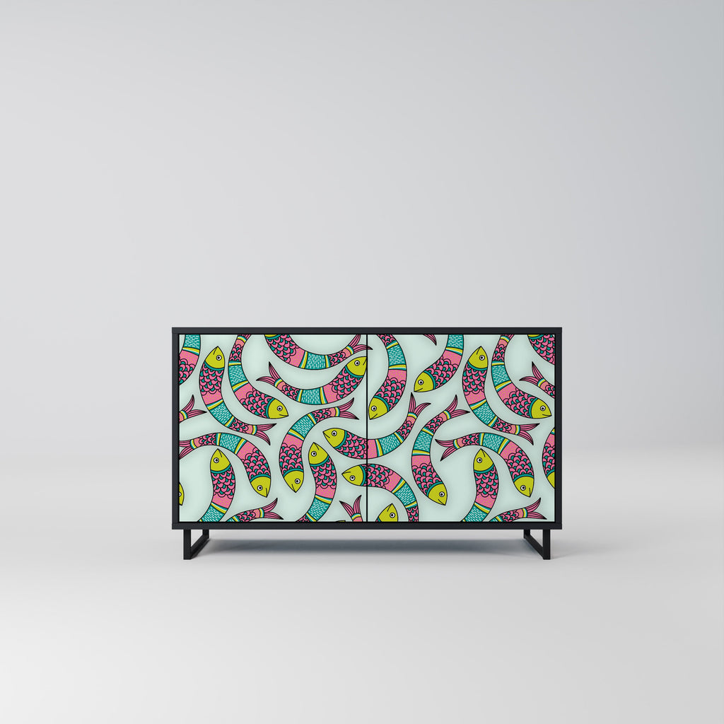 Buffet 2 portes INDIAN FISH finition noire