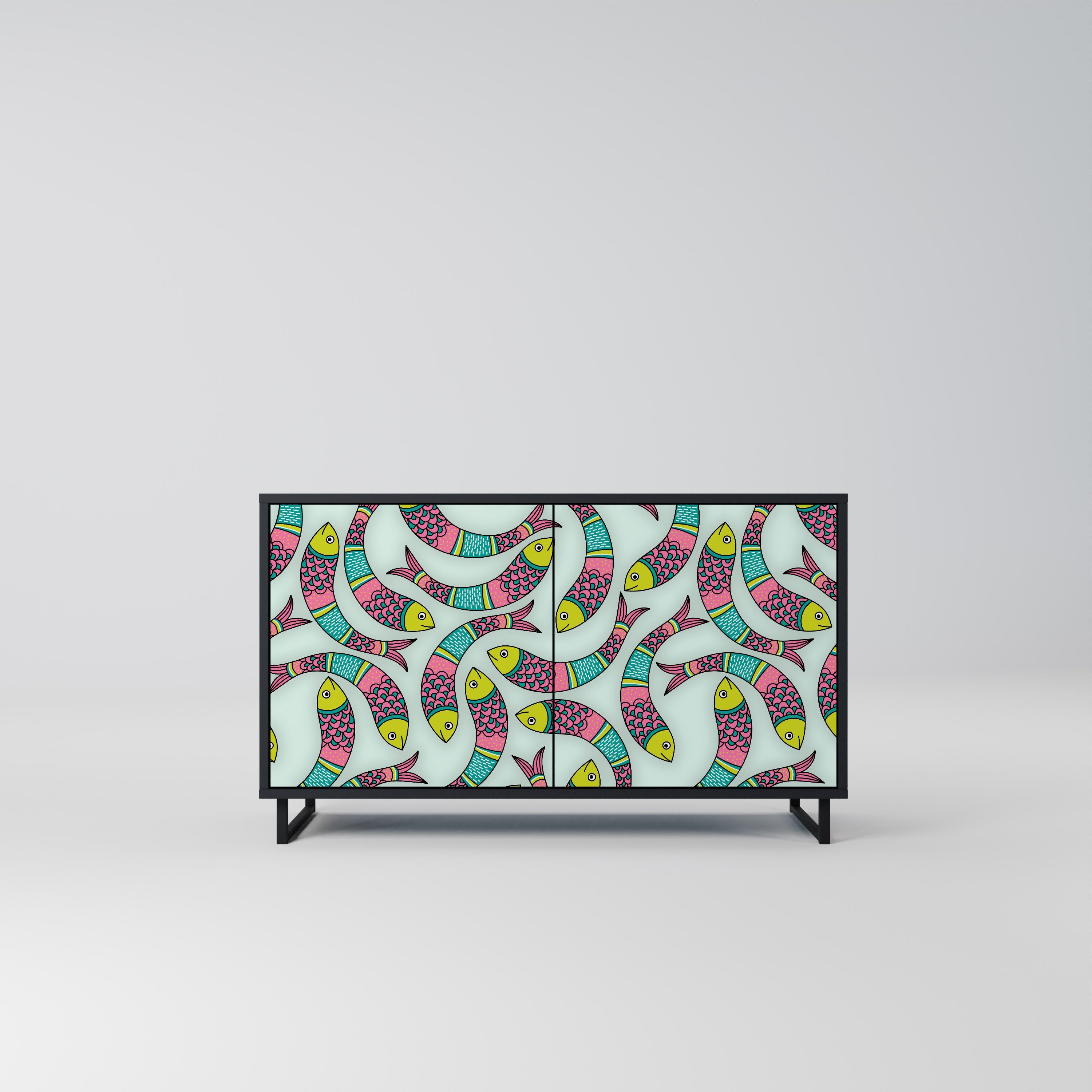 Buffet 2 portes INDIAN FISH finition noire