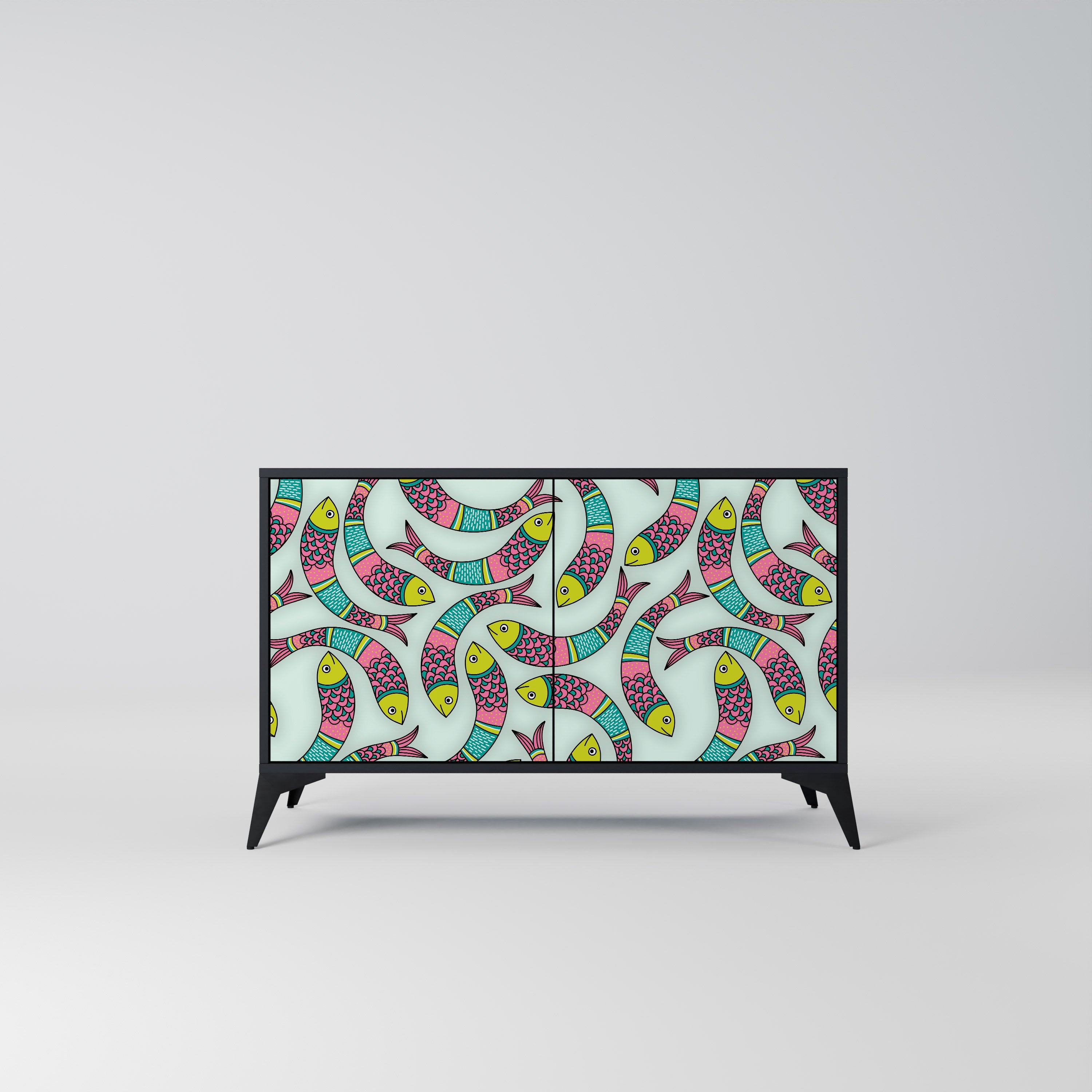 Buffet 2 portes INDIAN FISH finition noire