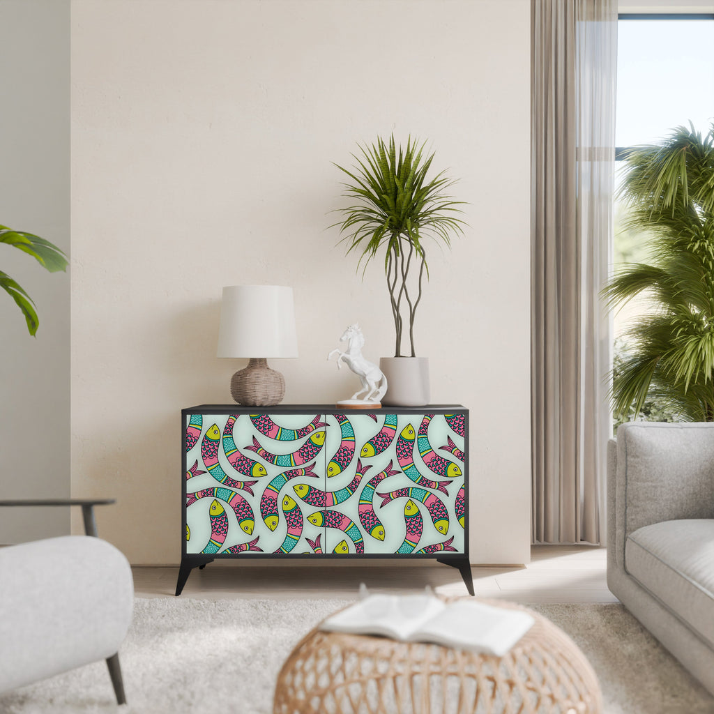 Buffet 2 portes INDIAN FISH finition noire