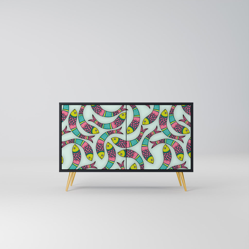 Buffet 2 portes INDIAN FISH finition noire