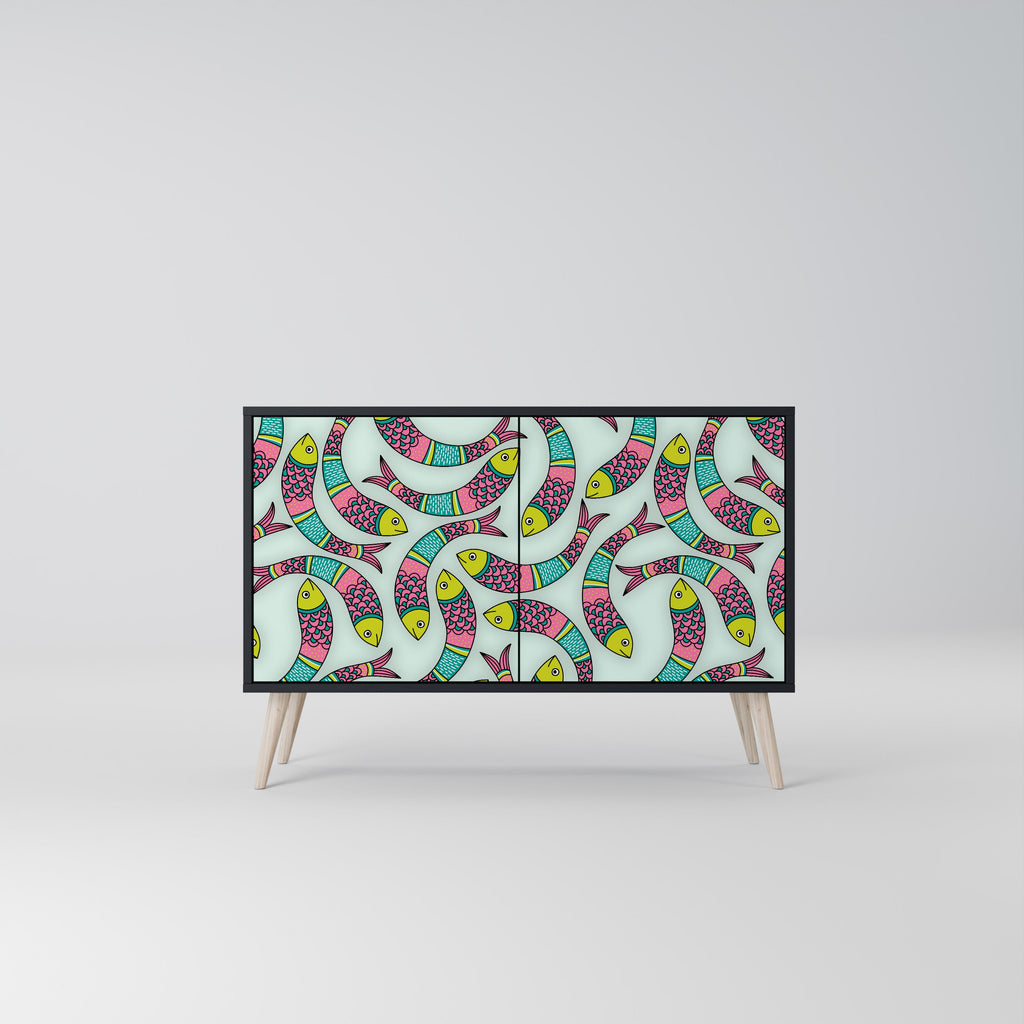 Buffet 2 portes INDIAN FISH finition noire