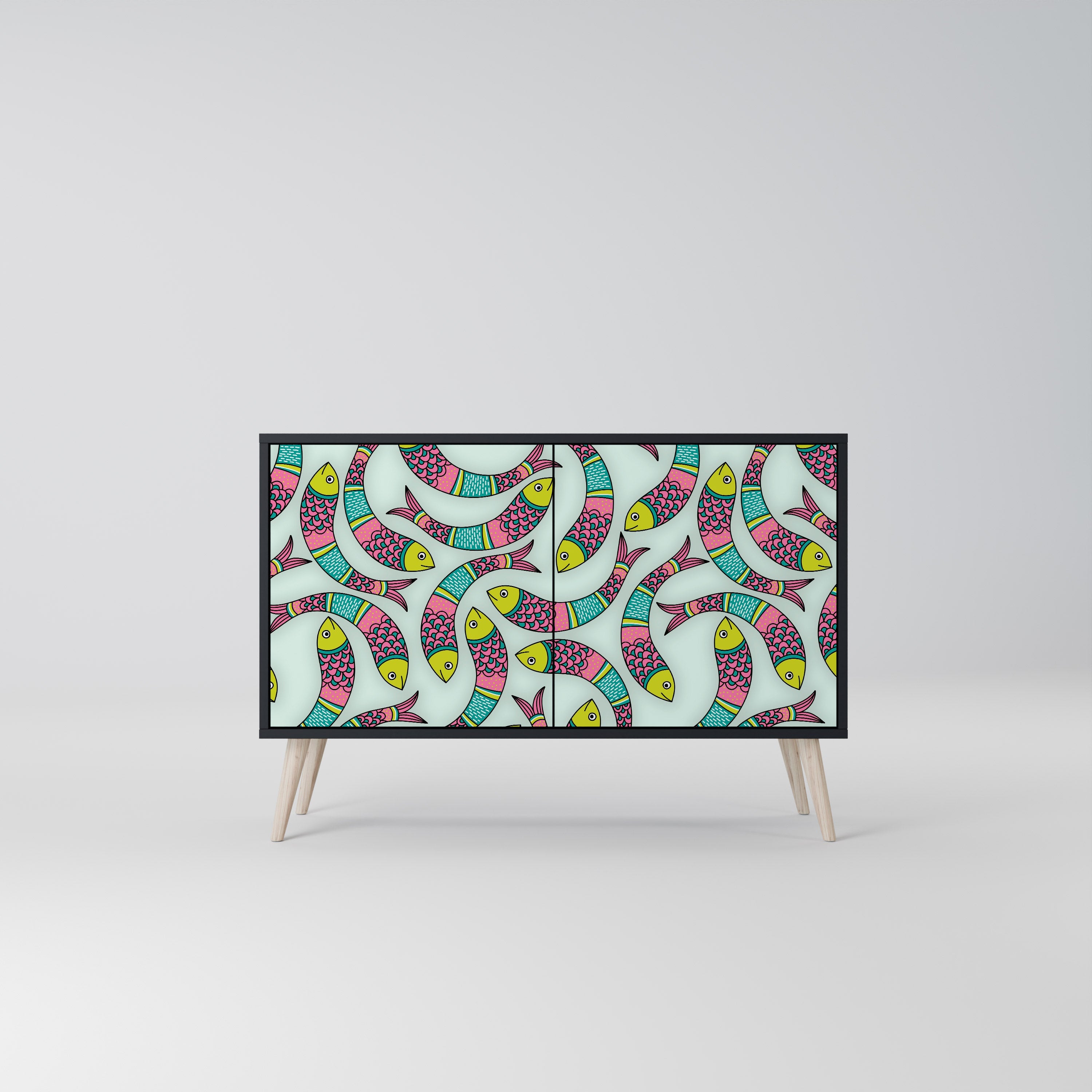 Buffet 2 portes INDIAN FISH finition noire