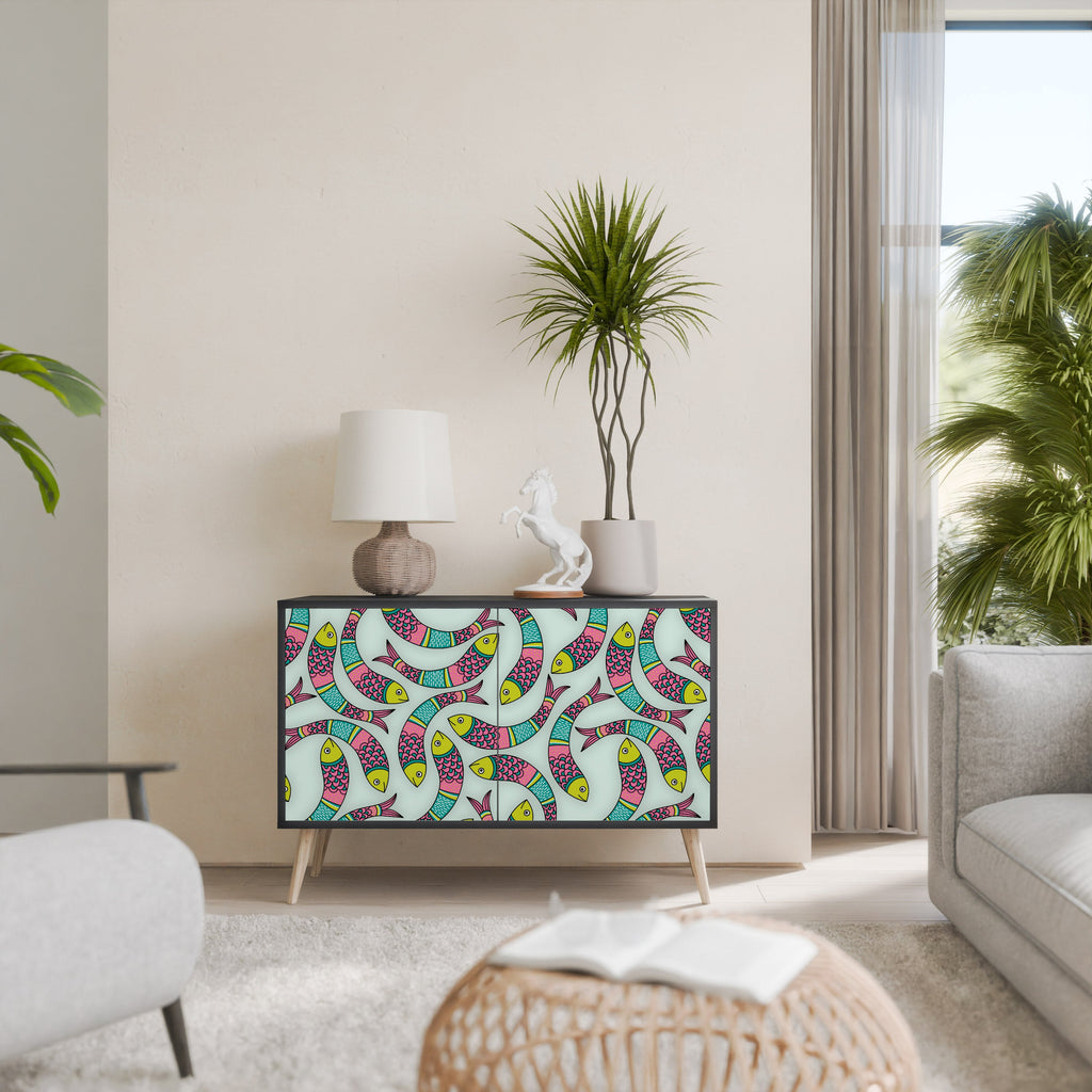 Buffet 2 portes INDIAN FISH finition noire