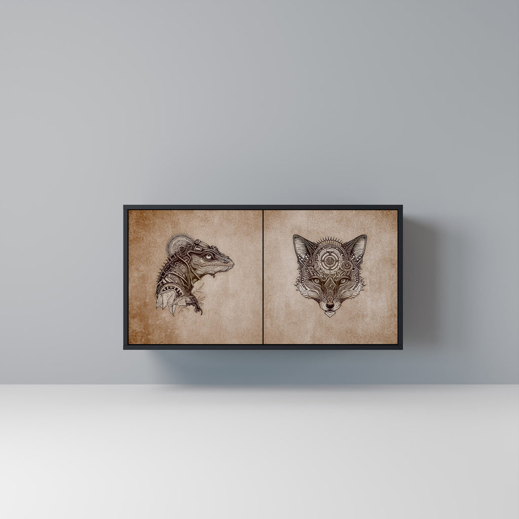 Buffet 2 portes STEAMPUNK CLAN en finition noire