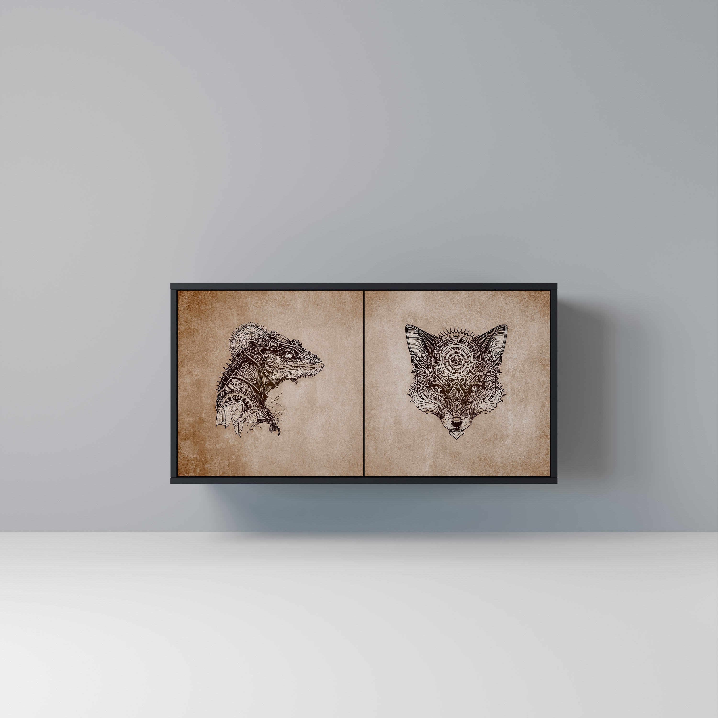 Buffet 2 portes STEAMPUNK CLAN en finition noire