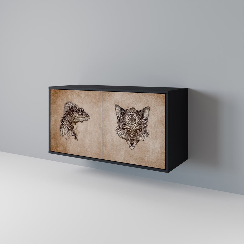 Buffet 2 portes STEAMPUNK CLAN en finition noire