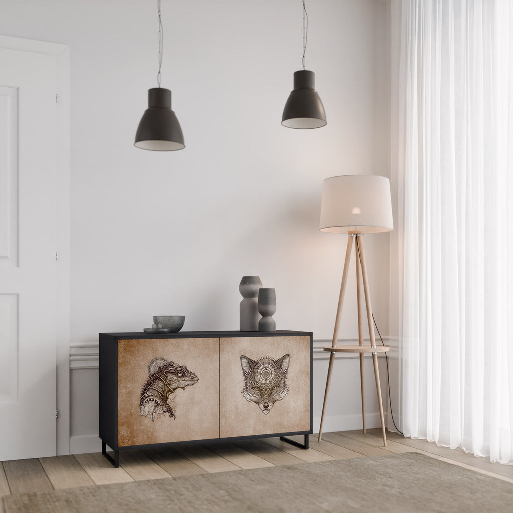 Buffet 2 portes STEAMPUNK CLAN en finition noire