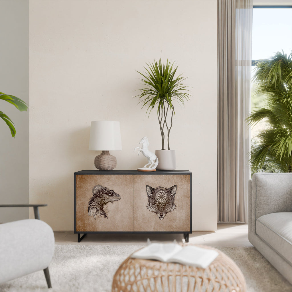 Buffet 2 portes STEAMPUNK CLAN en finition noire