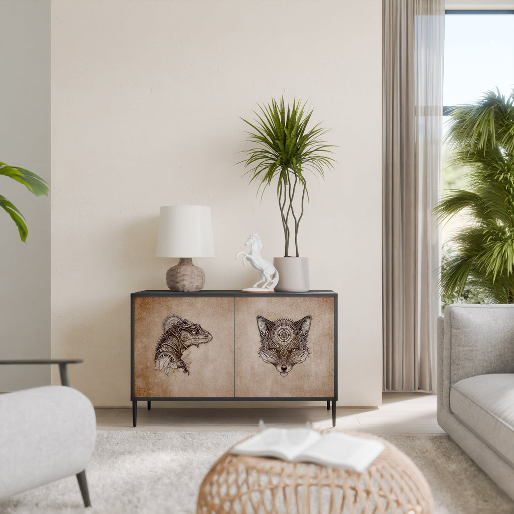 Buffet 2 portes STEAMPUNK CLAN en finition noire