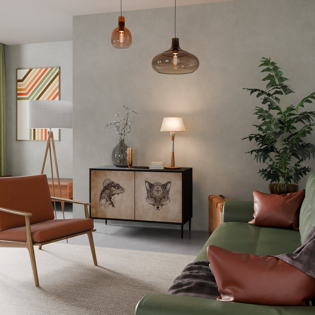 Buffet 2 portes STEAMPUNK CLAN en finition noire