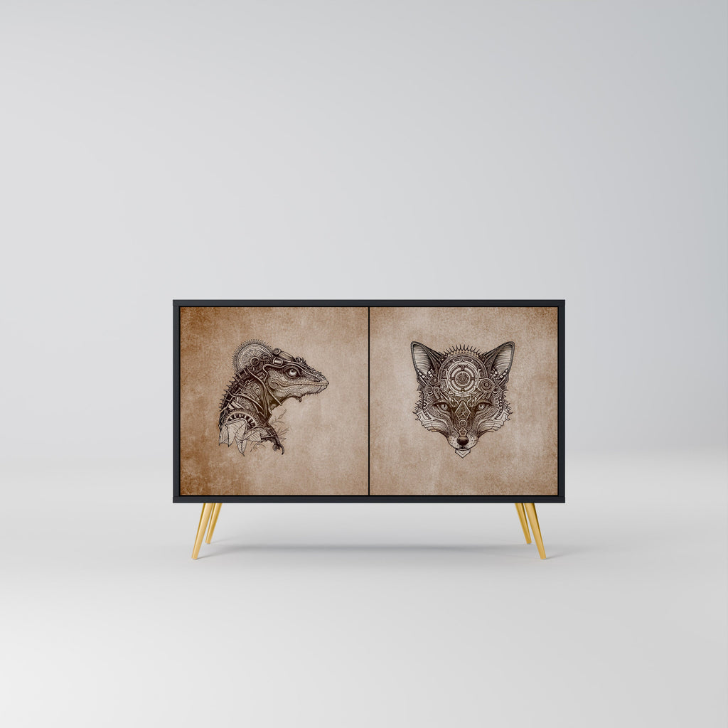 Buffet 2 portes STEAMPUNK CLAN en finition noire