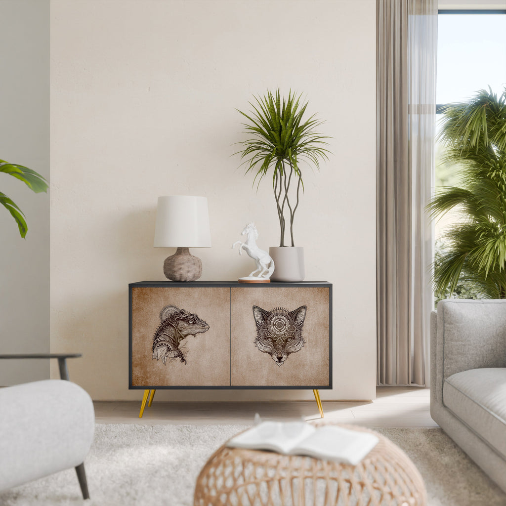 Buffet 2 portes STEAMPUNK CLAN en finition noire