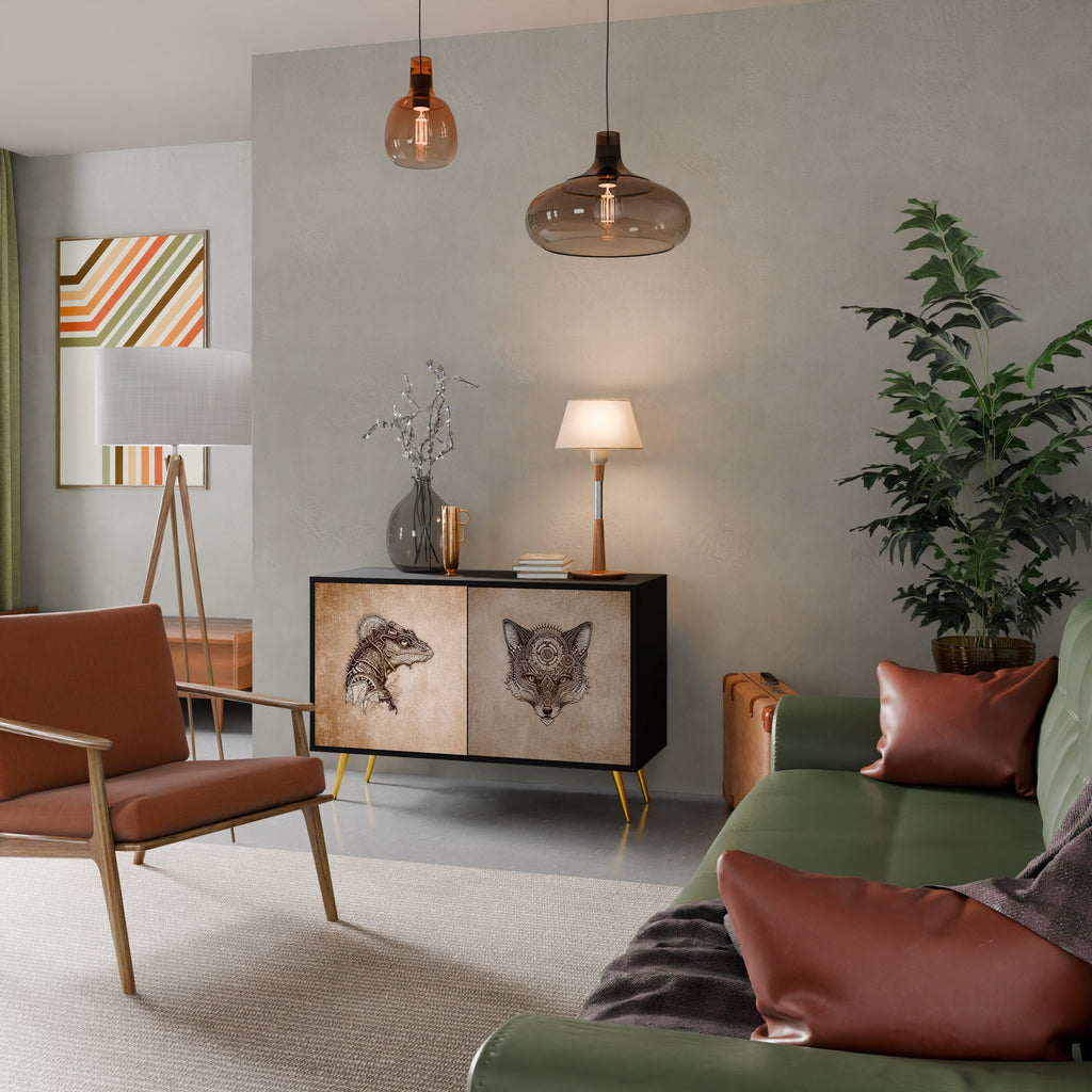 Buffet 2 portes STEAMPUNK CLAN en finition noire