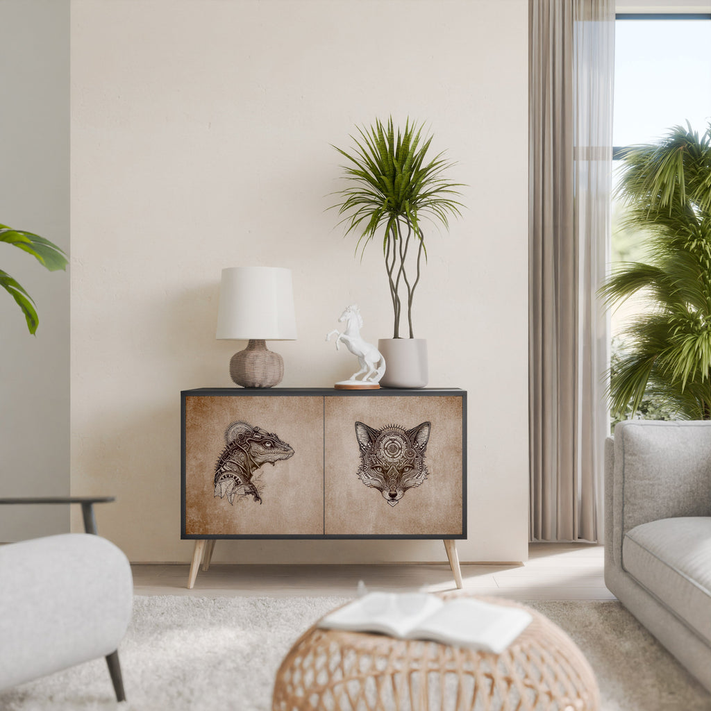 Buffet 2 portes STEAMPUNK CLAN en finition noire