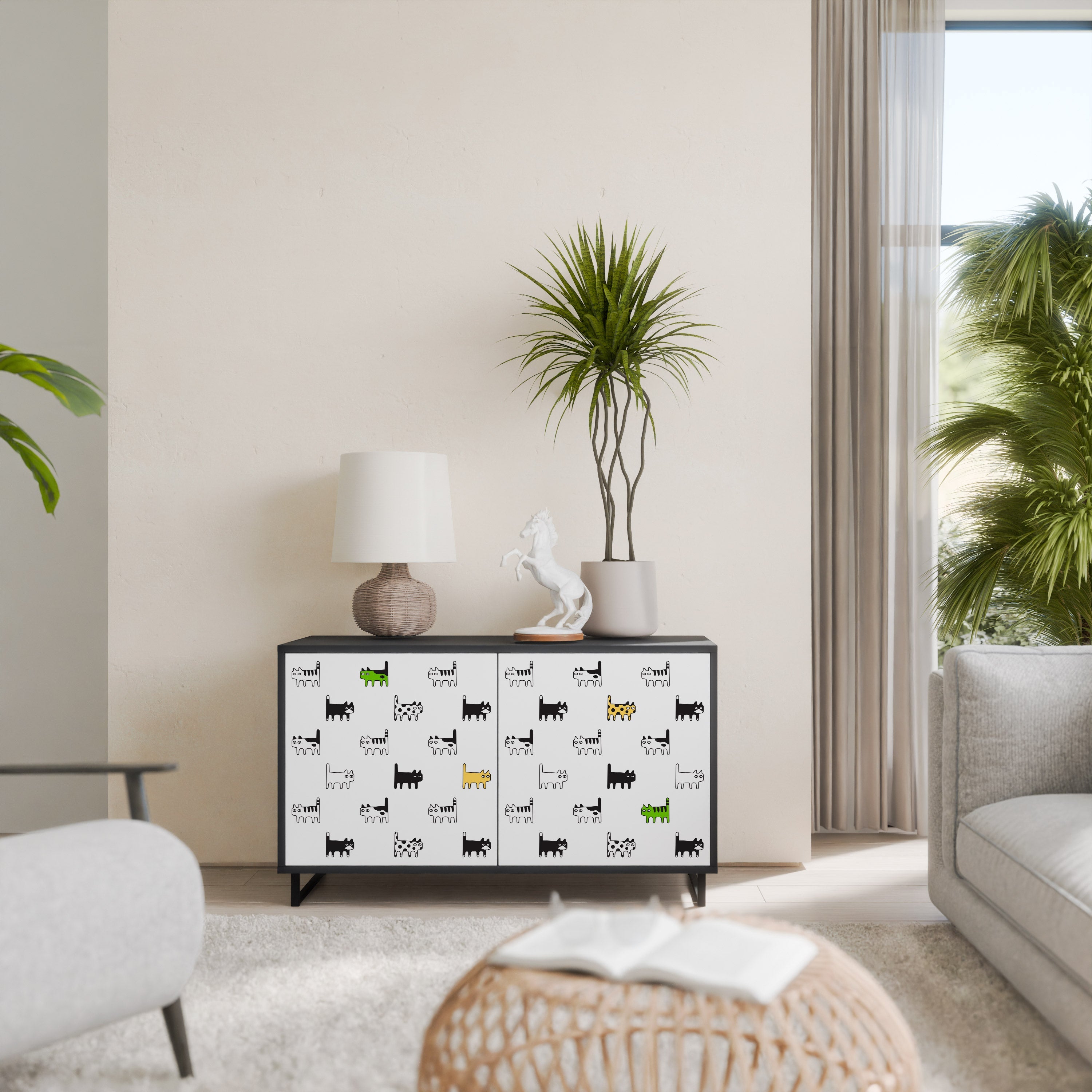 Buffet 2 portes CATS COMPILATION en finition noire