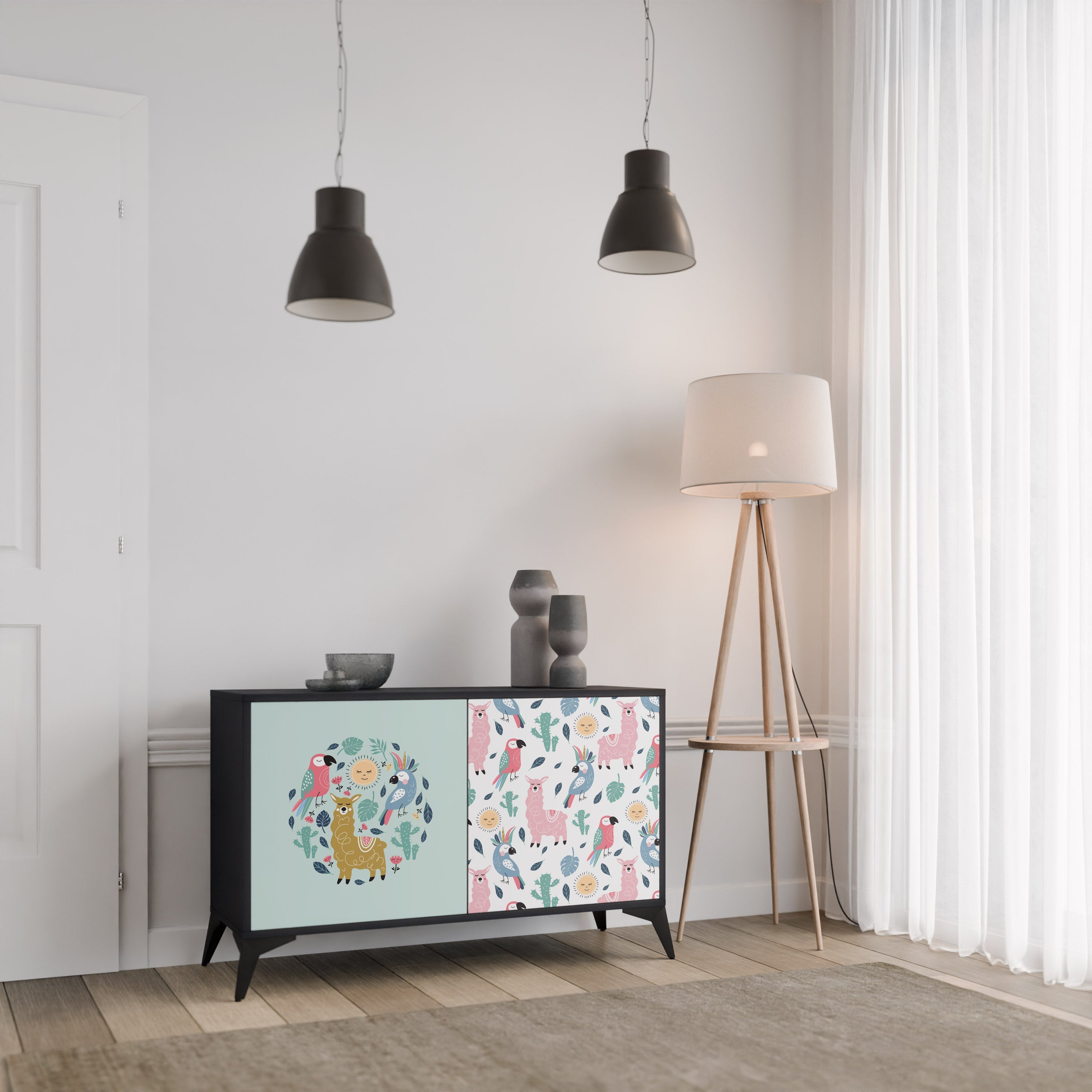 Buffet 2 portes ALPACAS COLORÉS en finition noire