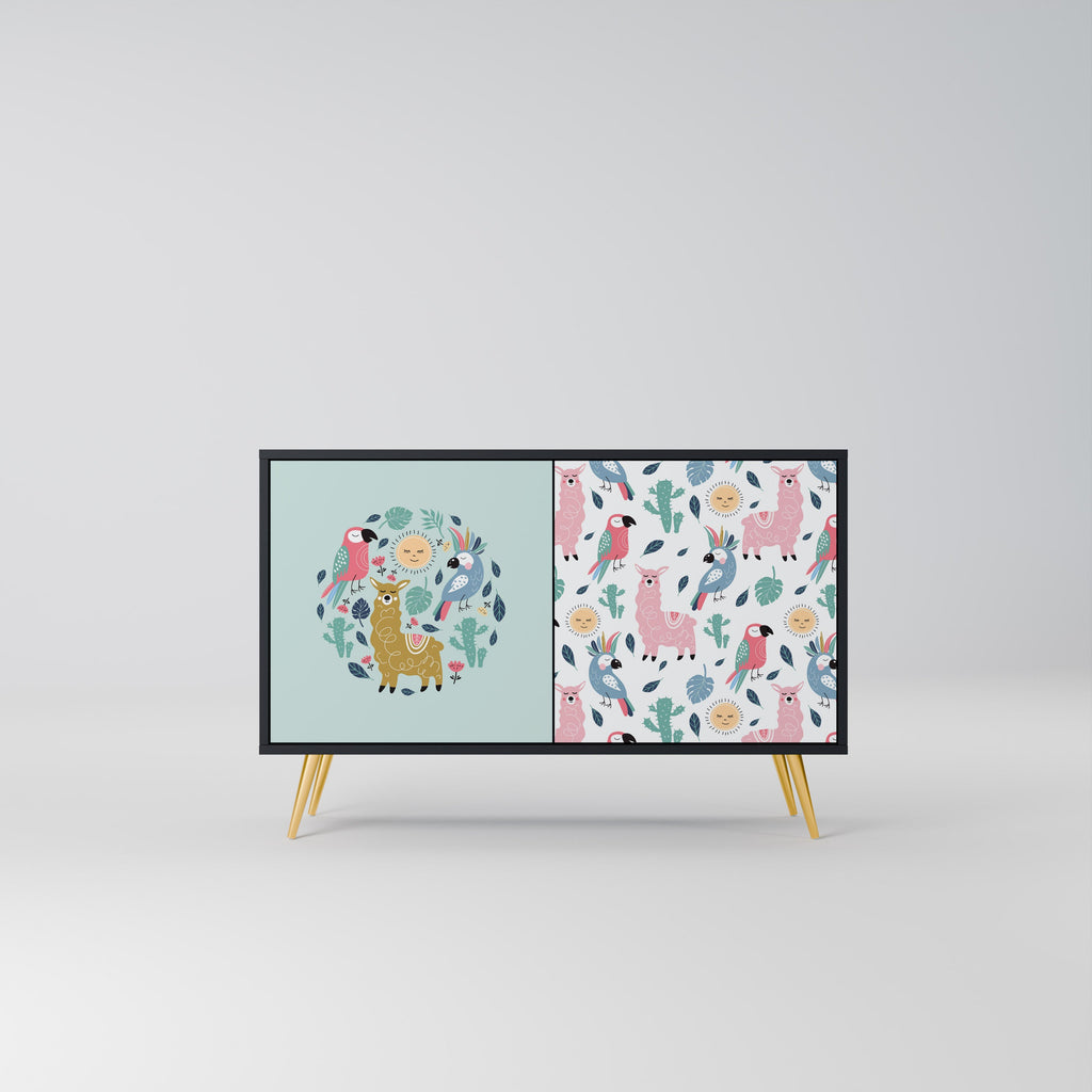 Buffet 2 portes ALPACAS COLORÉS en finition noire