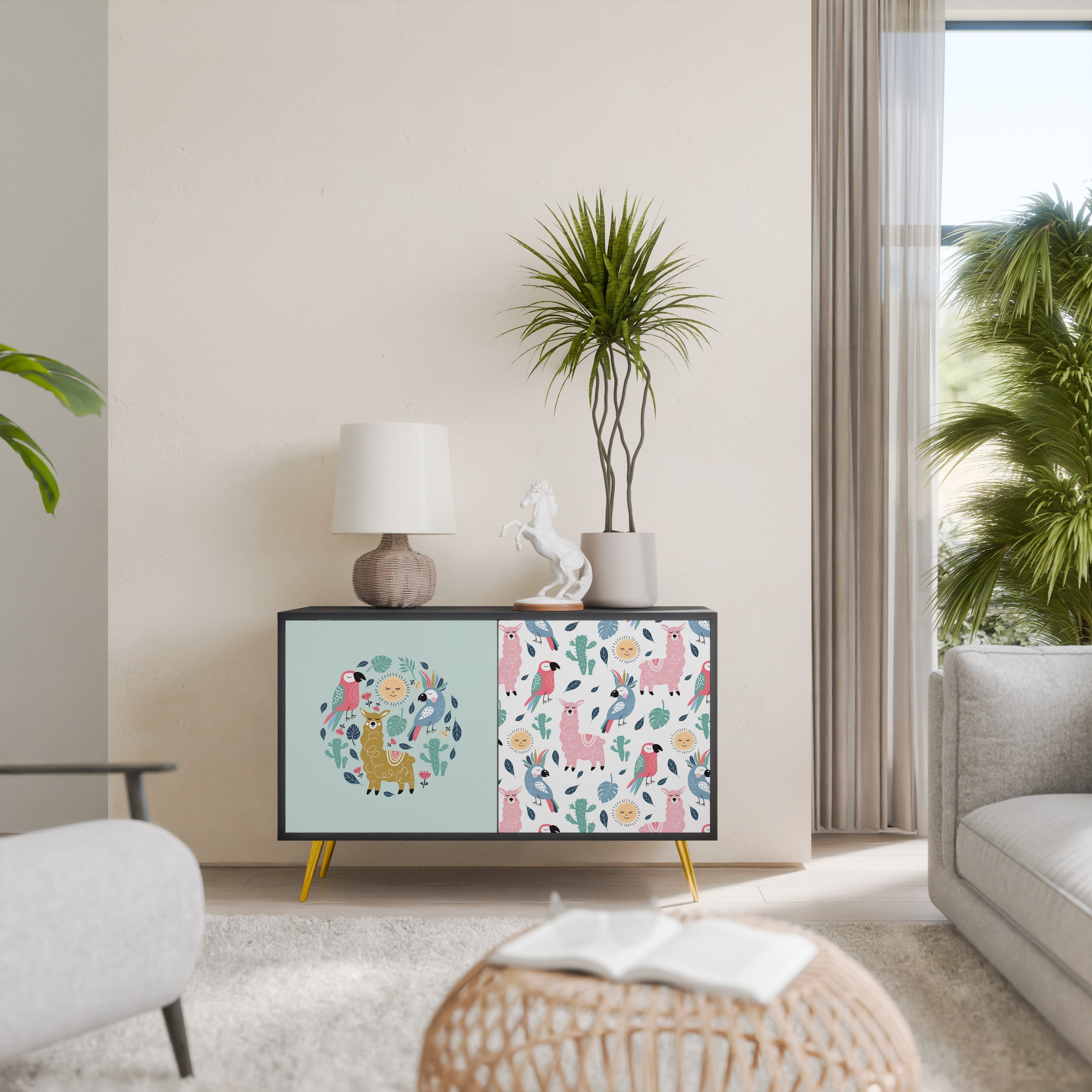 Buffet 2 portes ALPACAS COLORÉS en finition noire