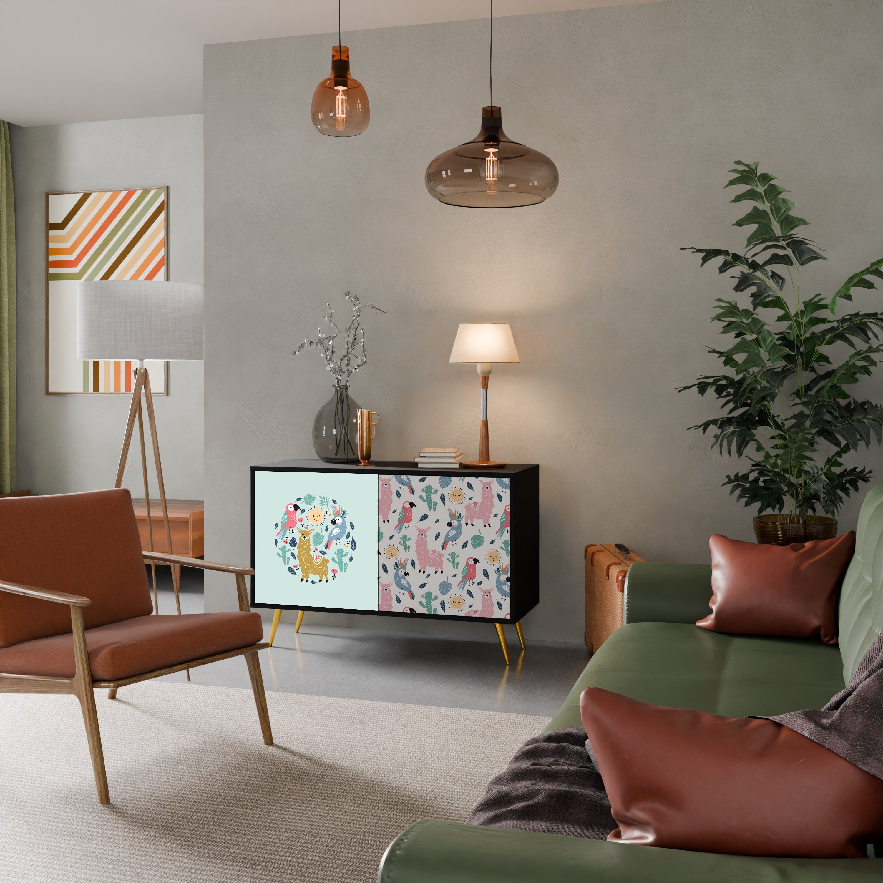 Buffet 2 portes ALPACAS COLORÉS en finition noire